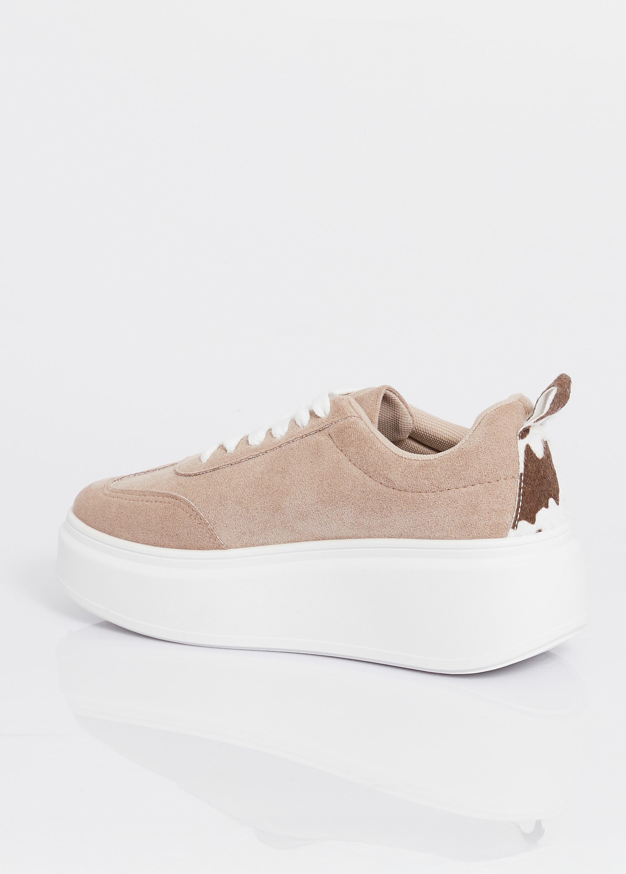 Baskets en suédine, semelle plateforme Femme Beige MAR9156 DO1