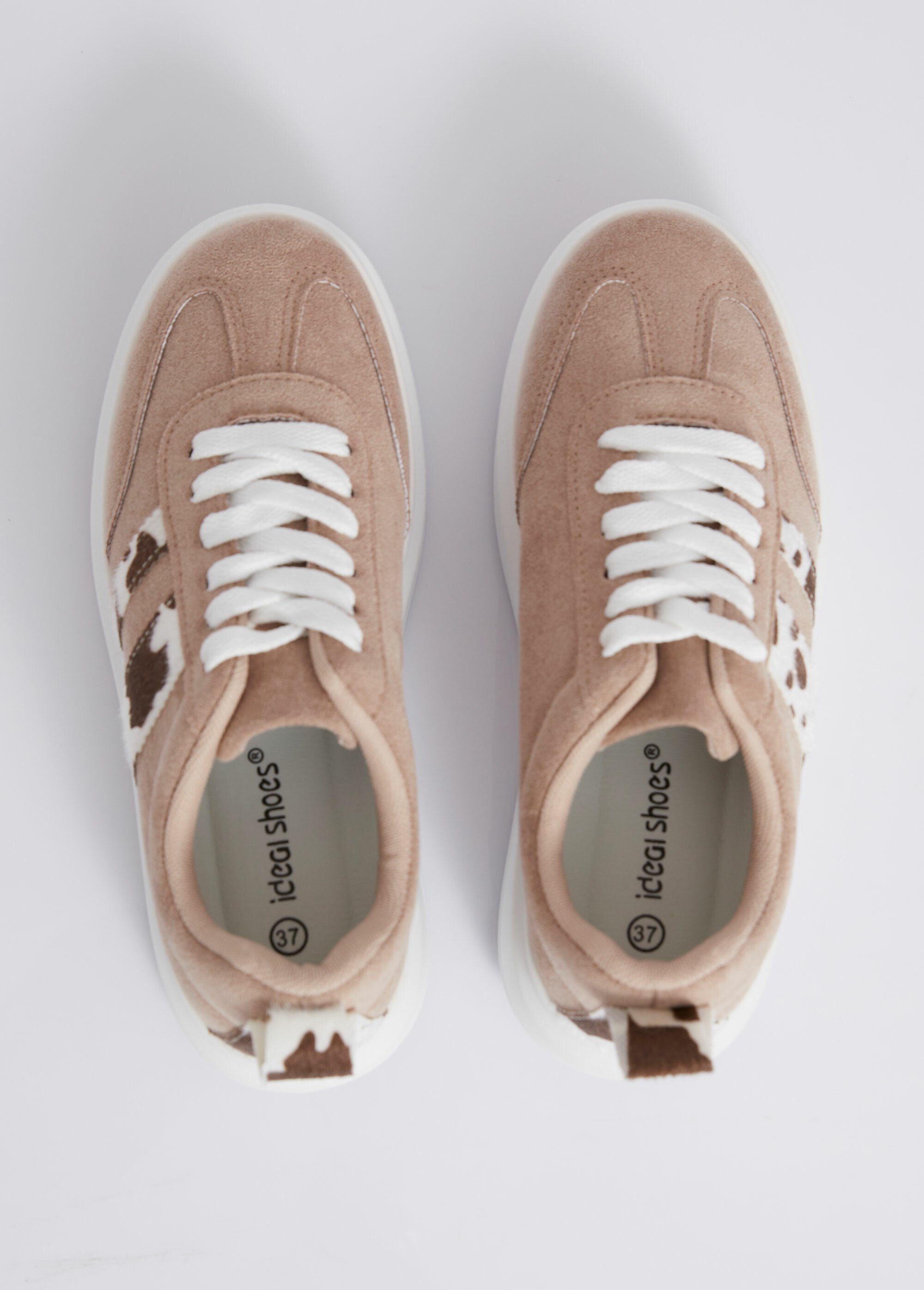 Baskets en suédine, semelle plateforme Femme Beige MAR9156 OV1