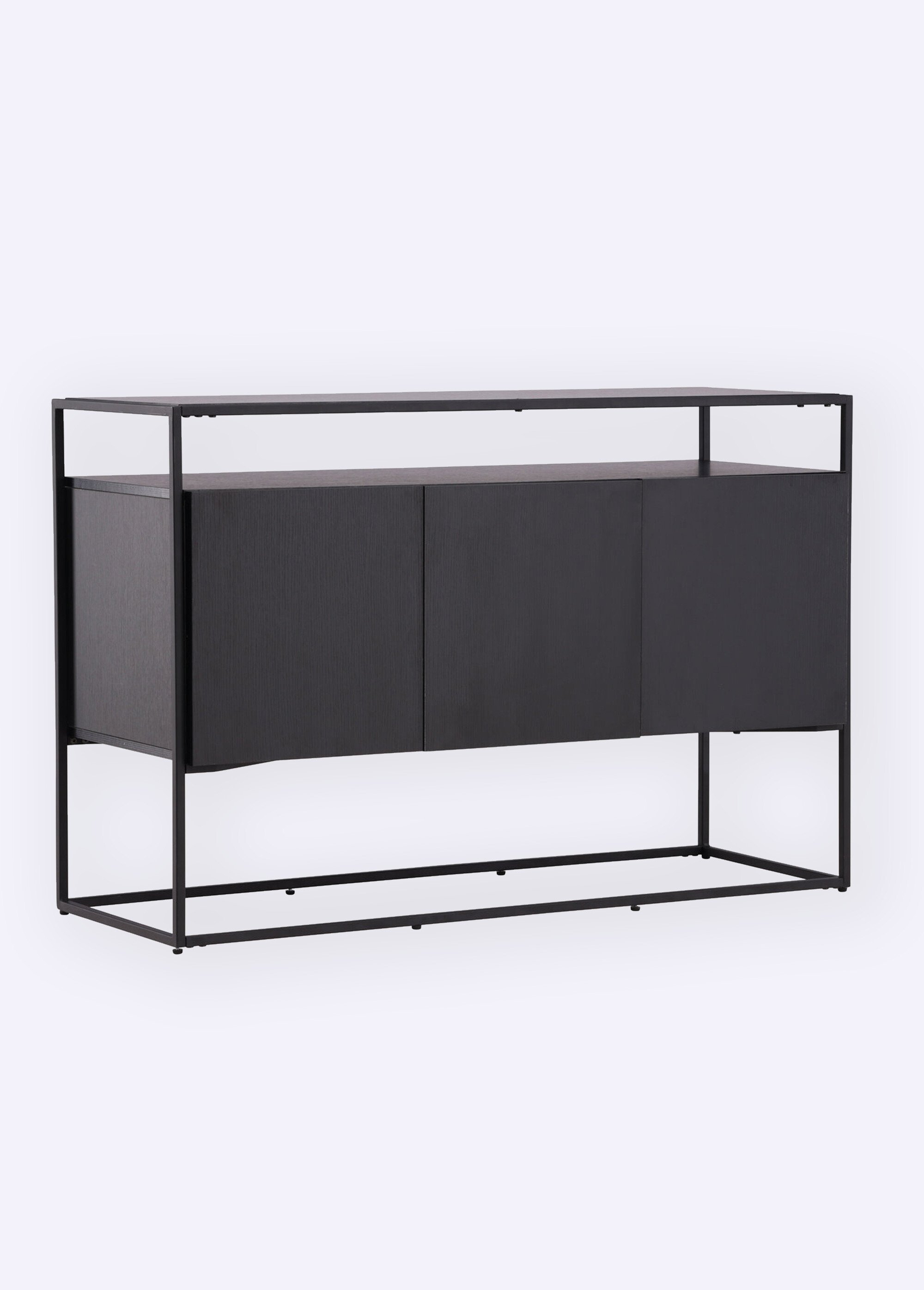 Buffet design acier et peuplier foncé NOIR VEN-15624-101 FA1