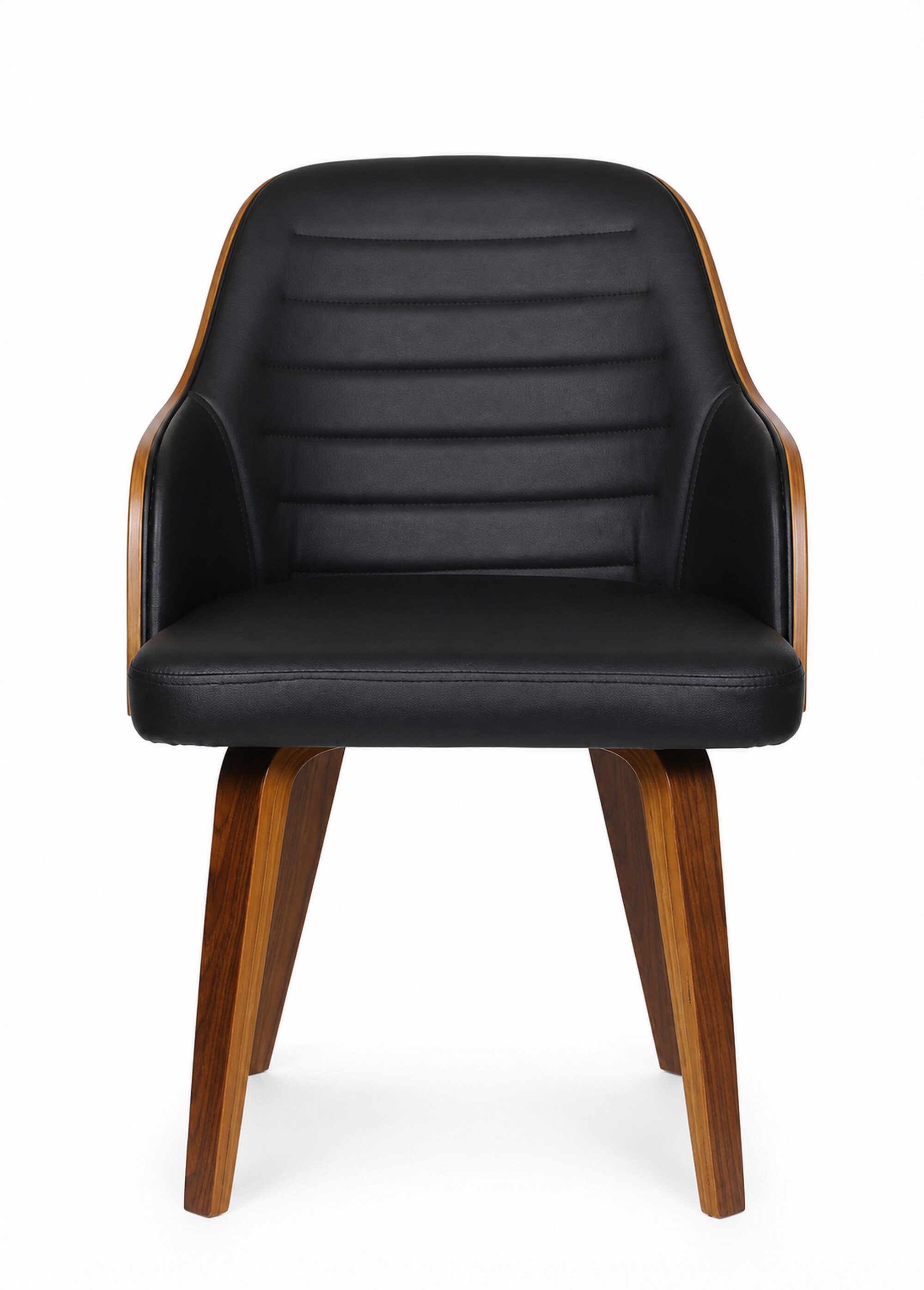 Chaise rétro simili cuir et dossier bois NOIR CMP-HD6603 DE1