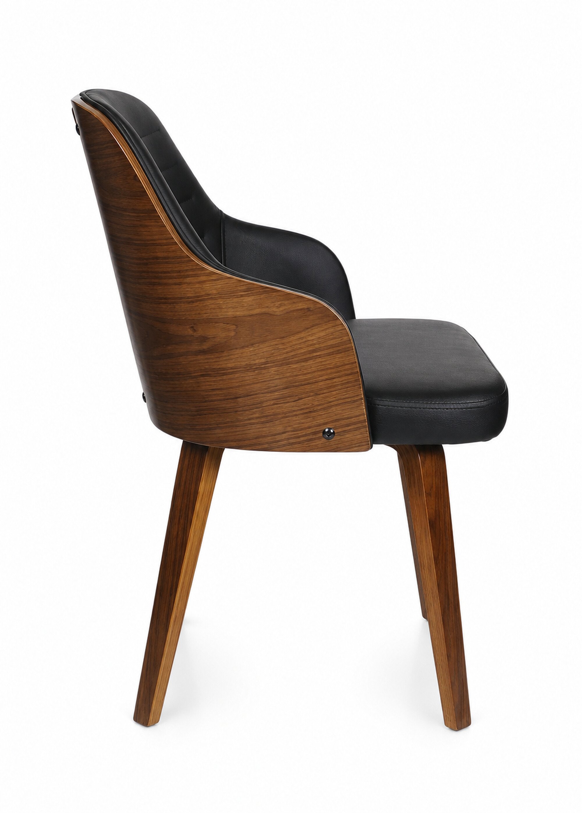 Chaise rétro simili cuir et dossier bois NOIR CMP-HD6603 DR1