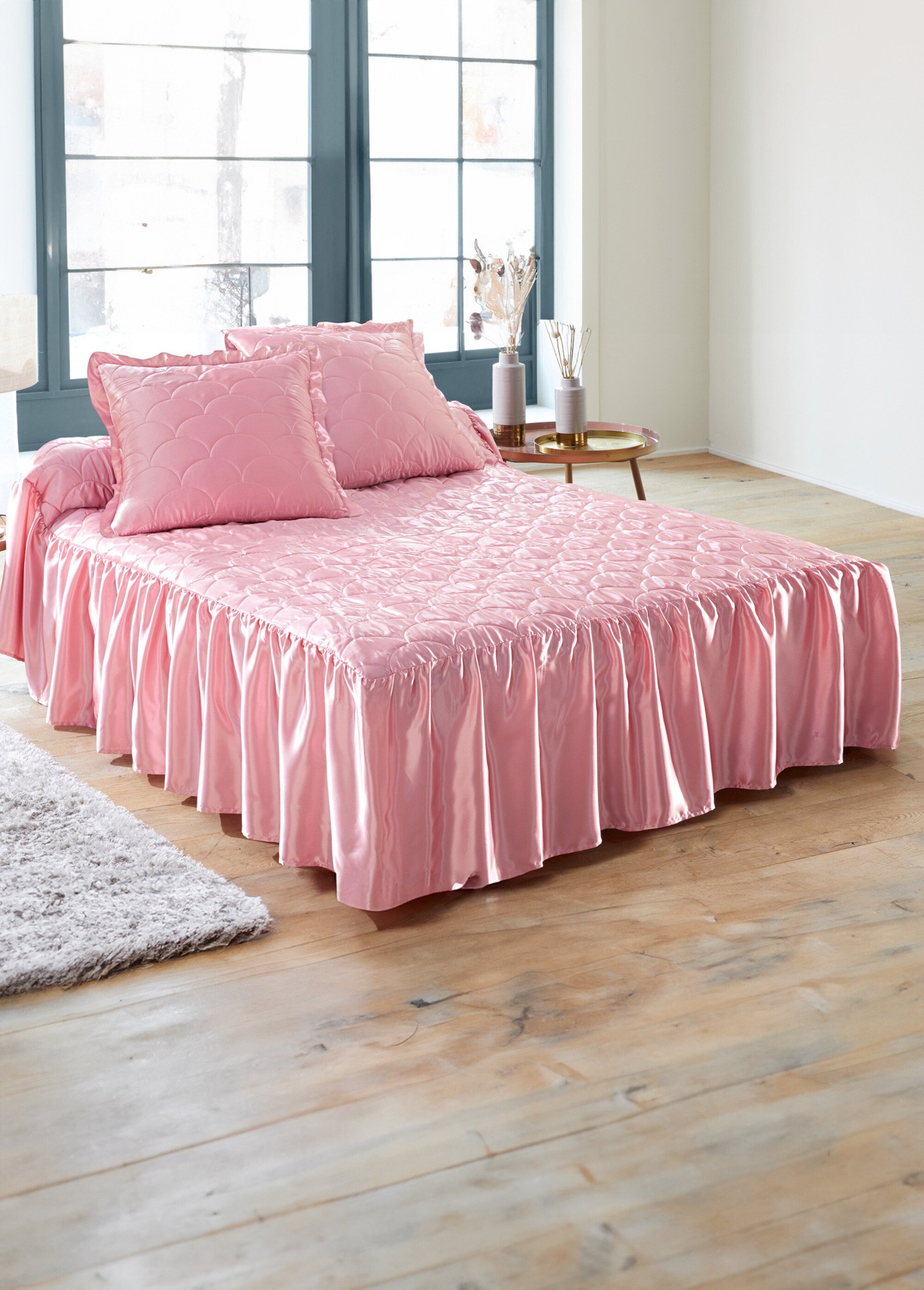 parures uni satin de coton (ref 18) rose paudre - ideal brod