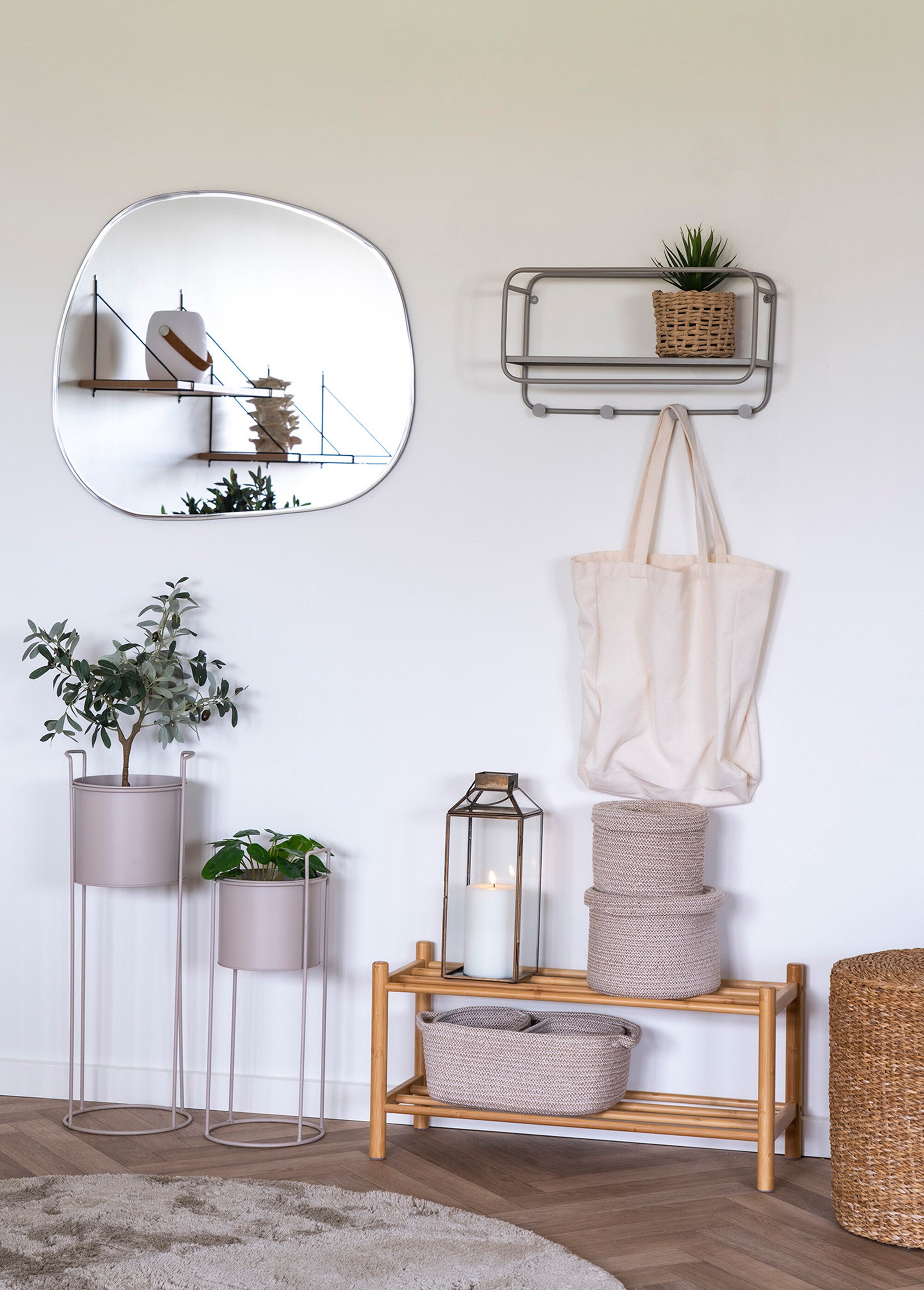 Support cache-pot en acier - lot de 2 Beige HN-9201005 SI2