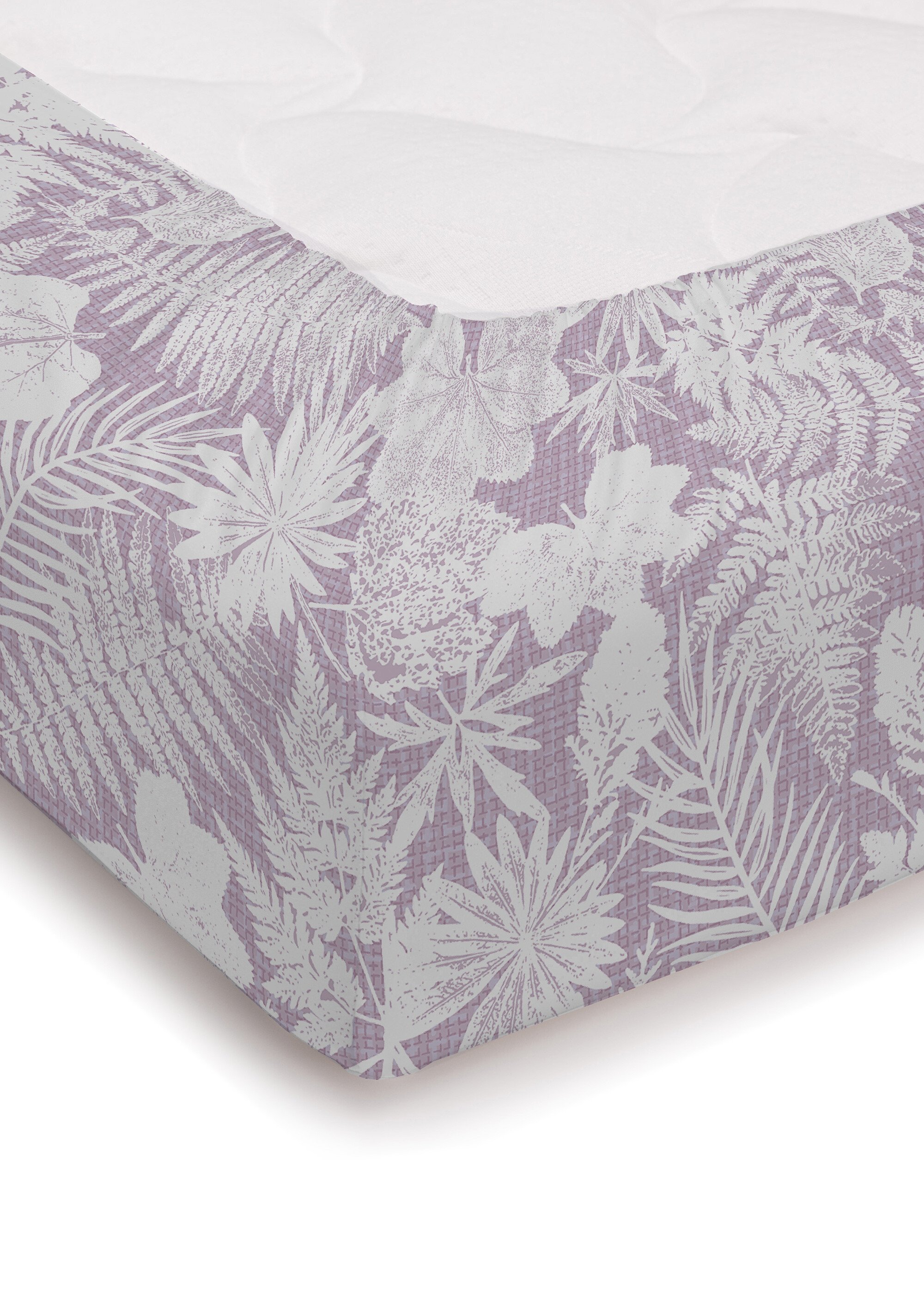 Drap-housse flanelle coton imprimé végétal Rose RUDE-DH FA1