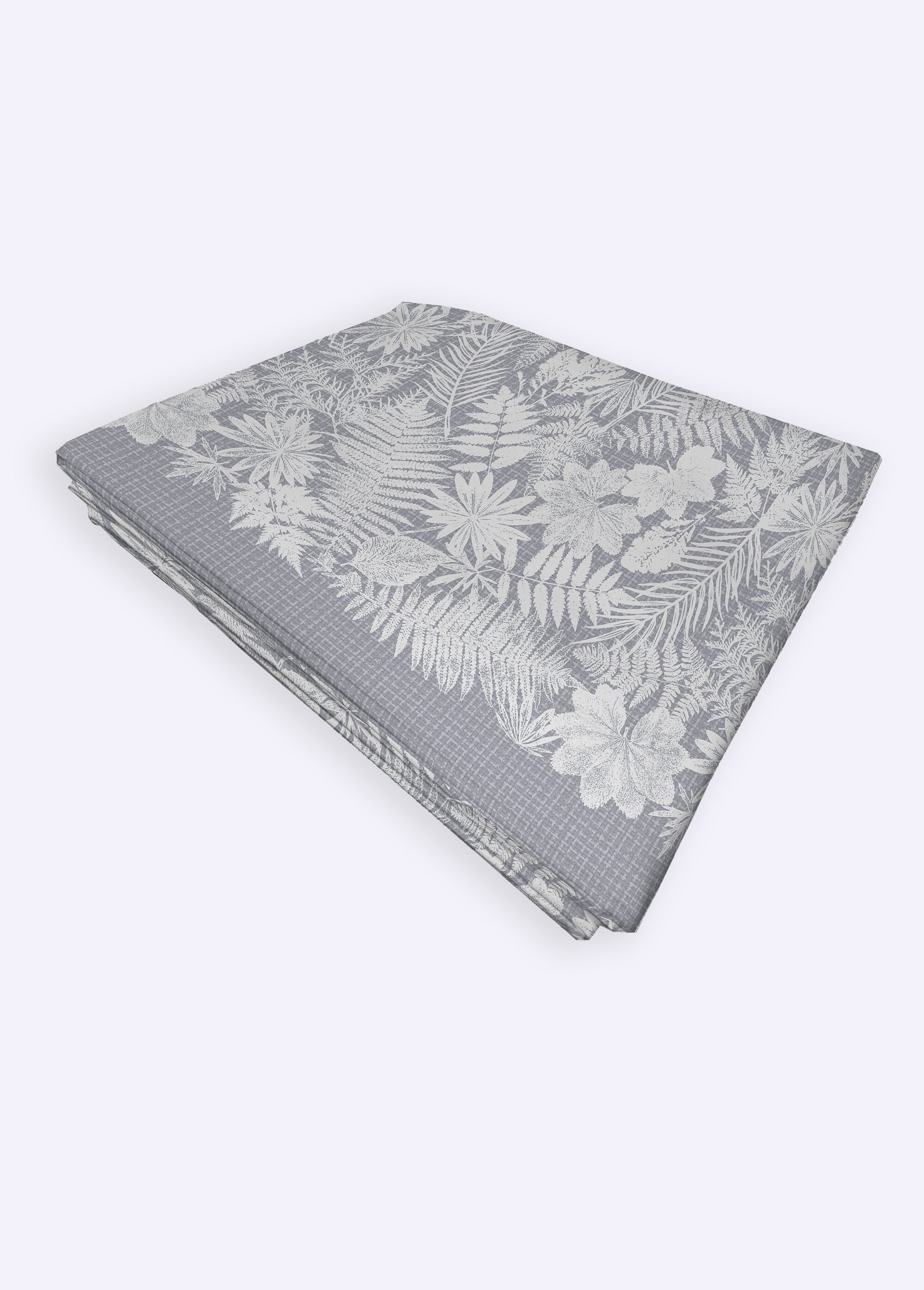 Drap plat flanelle coton imprimé végétal Gris RUDE-DP FA1