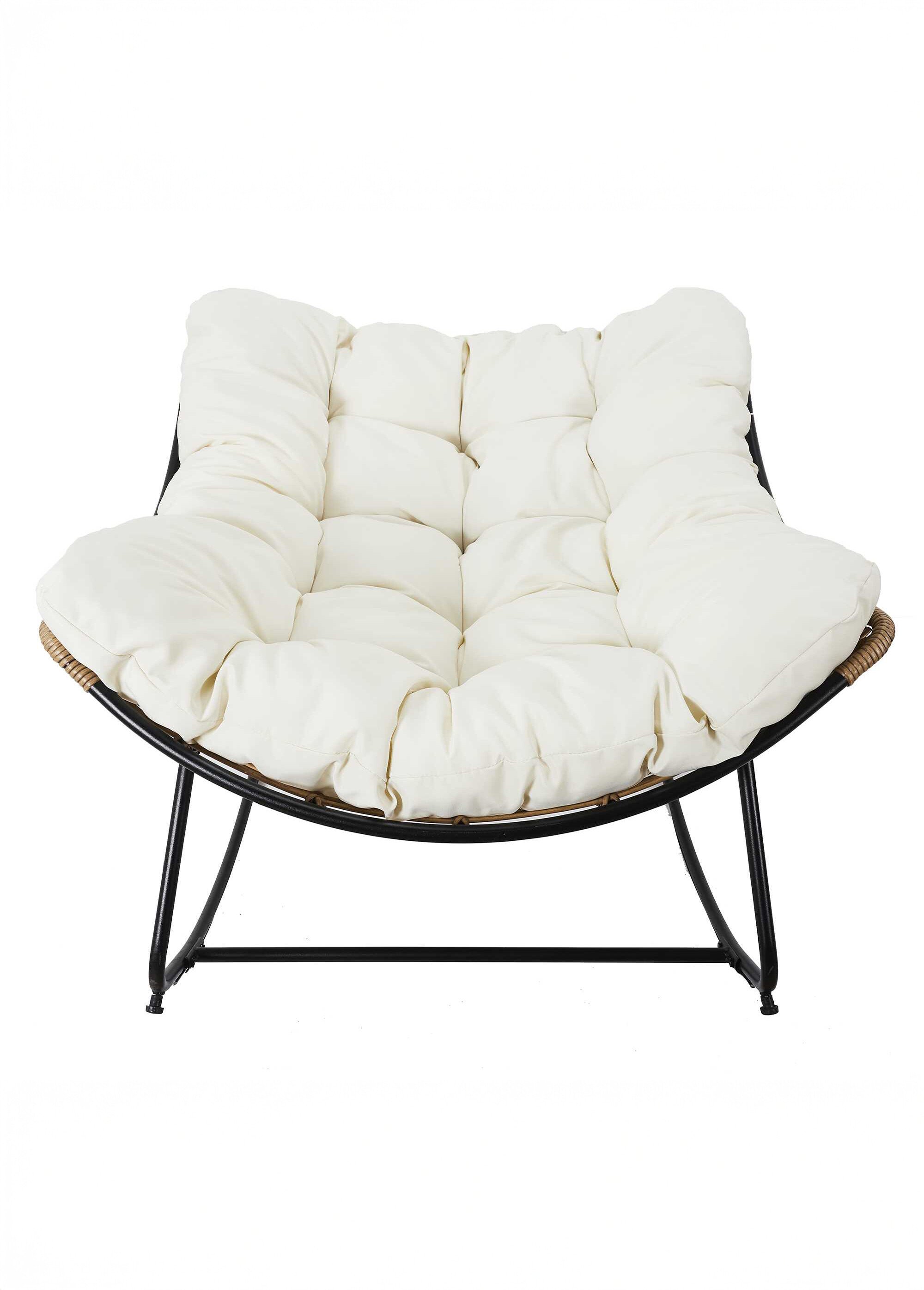 Fauteuil à bascule en métal et rotin BEIGE CMP-HDO2191 DE1