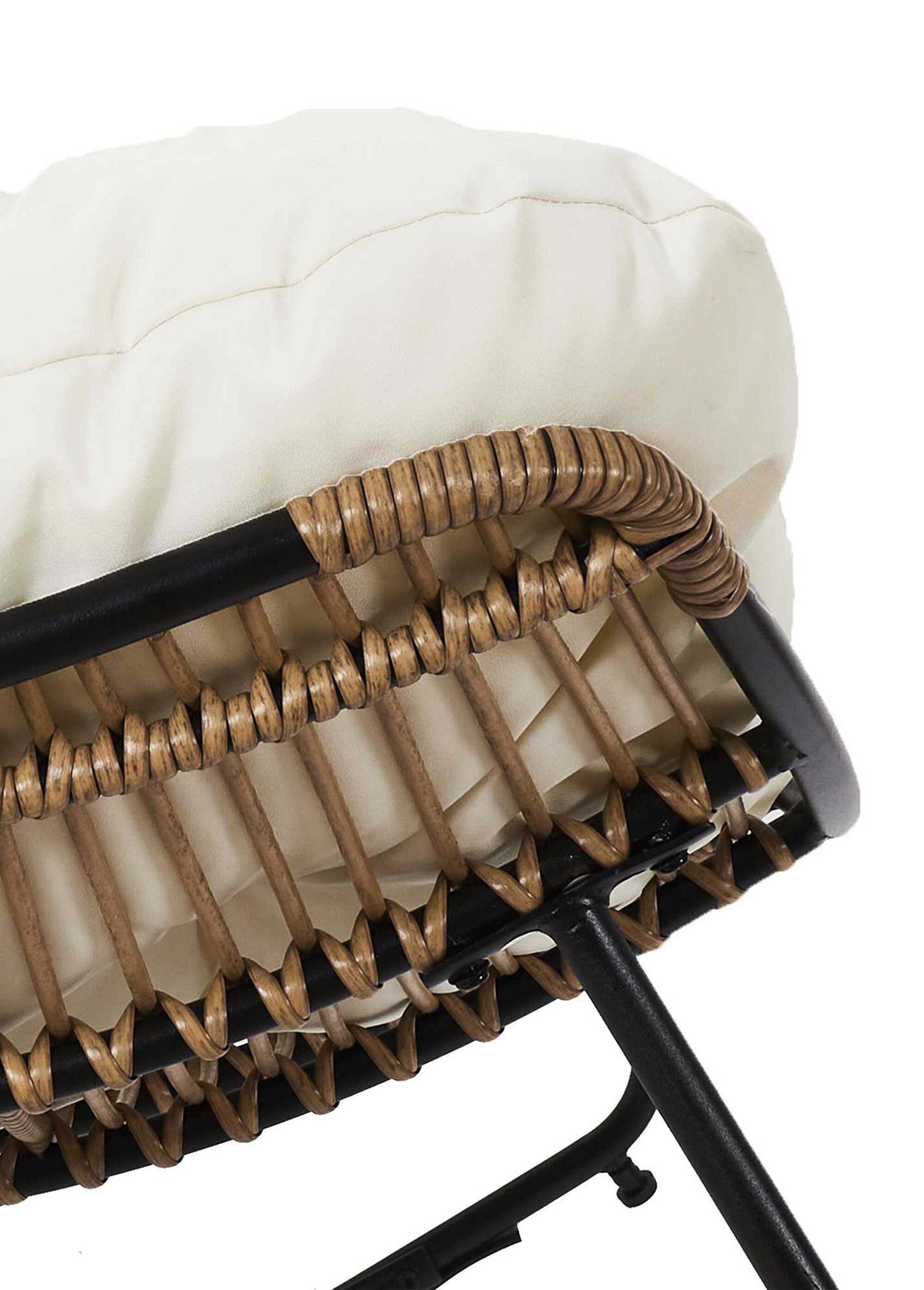 Fauteuil à bascule en métal et rotin BEIGE CMP-HDO2191 DE2