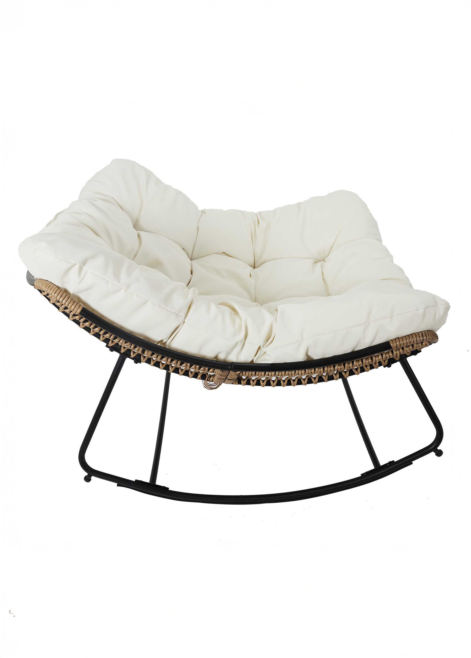 Fauteuil à bascule en métal et rotin BEIGE CMP-HDO2191 DR1