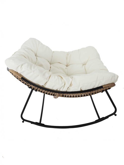 Fauteuil à bascule en métal et rotin BEIGE CMP-HDO2191 DR1