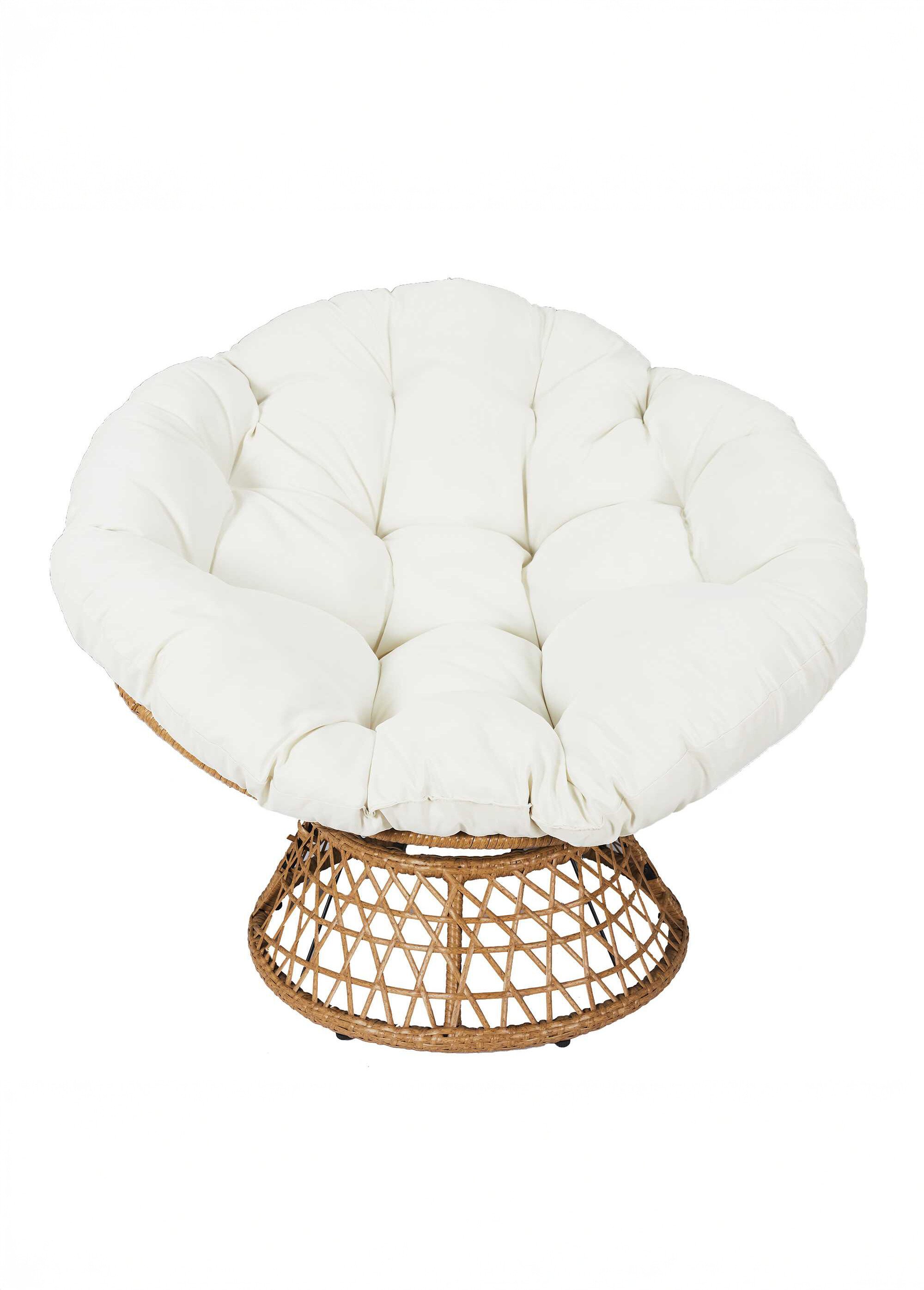 Fauteuil rembourré rotatif rotin, clair