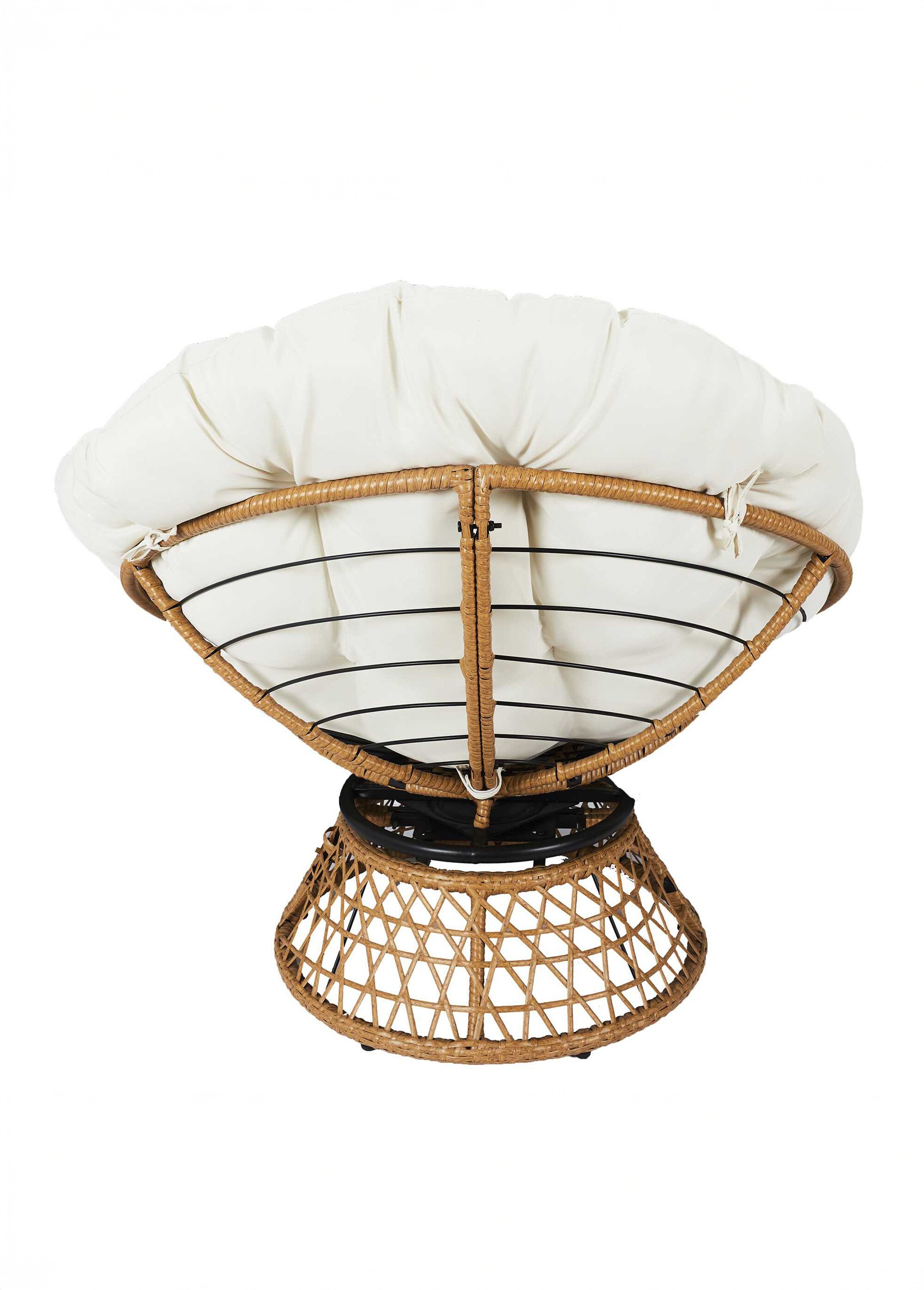 Fauteuil rembourré rotatif rotin, clair