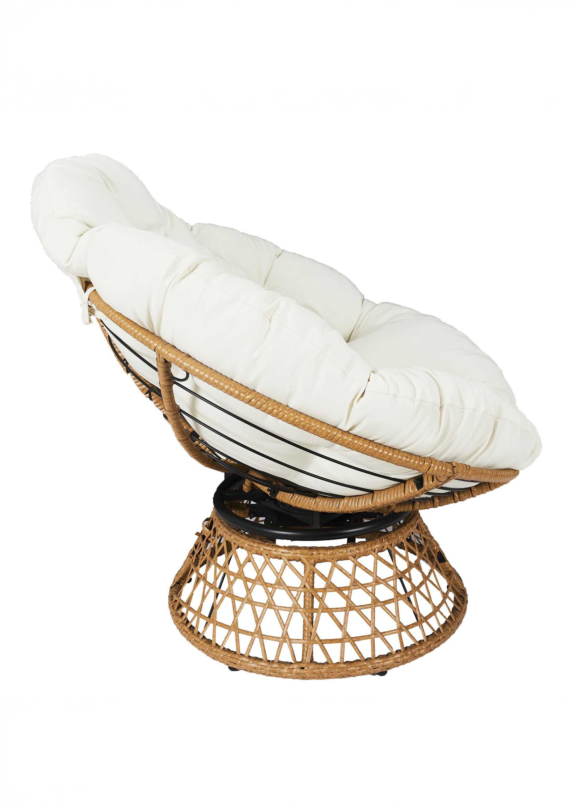 Fauteuil rembourré rotatif rotin, clair BLANC CMP-HDO2177 DR1