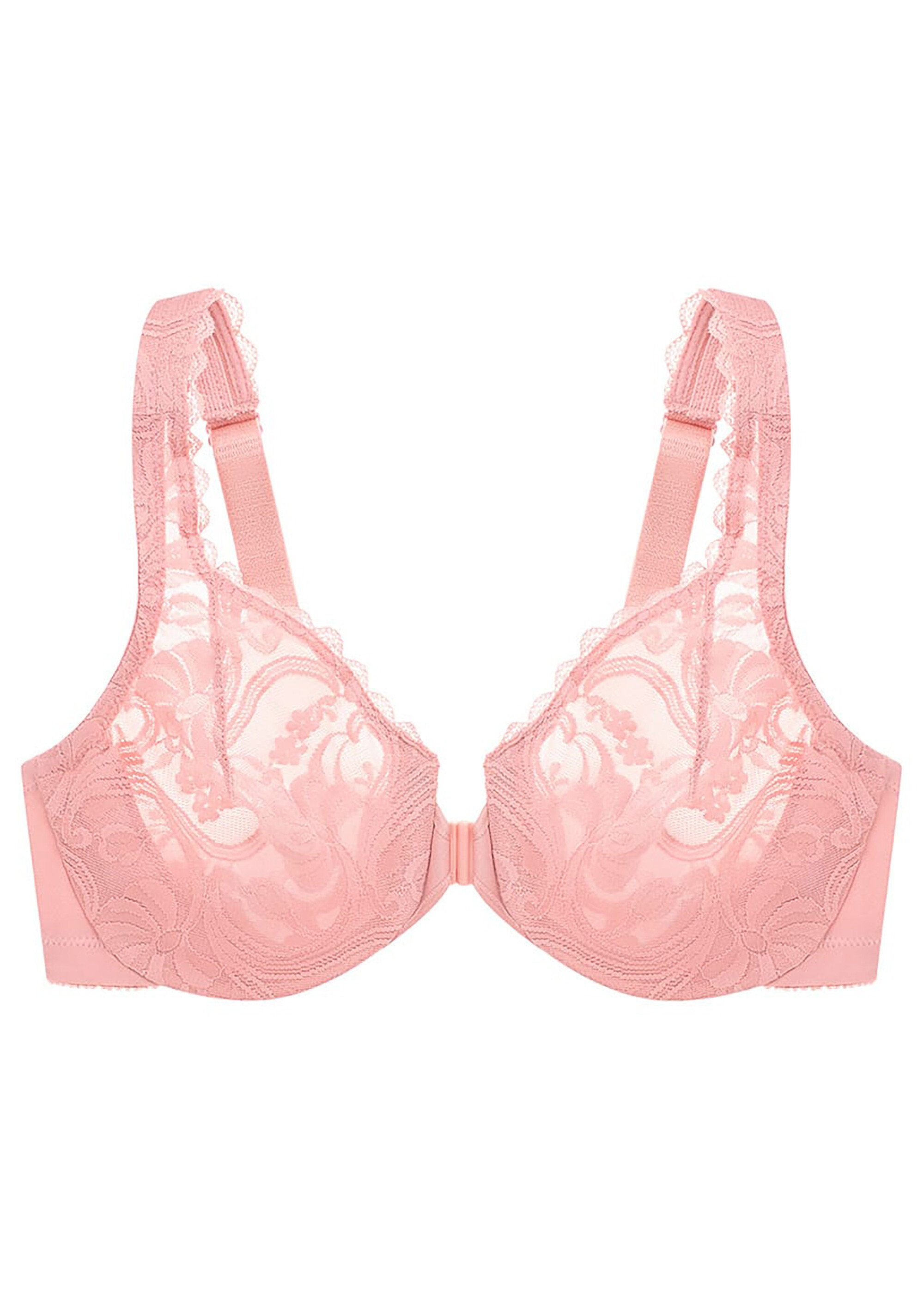 Soutien-gorge WonderWire Grandes Tailles en Dentelle, à Armatures et Fermeture Frontale n°9245 Femme Grande Taille Orange 9245 FA3