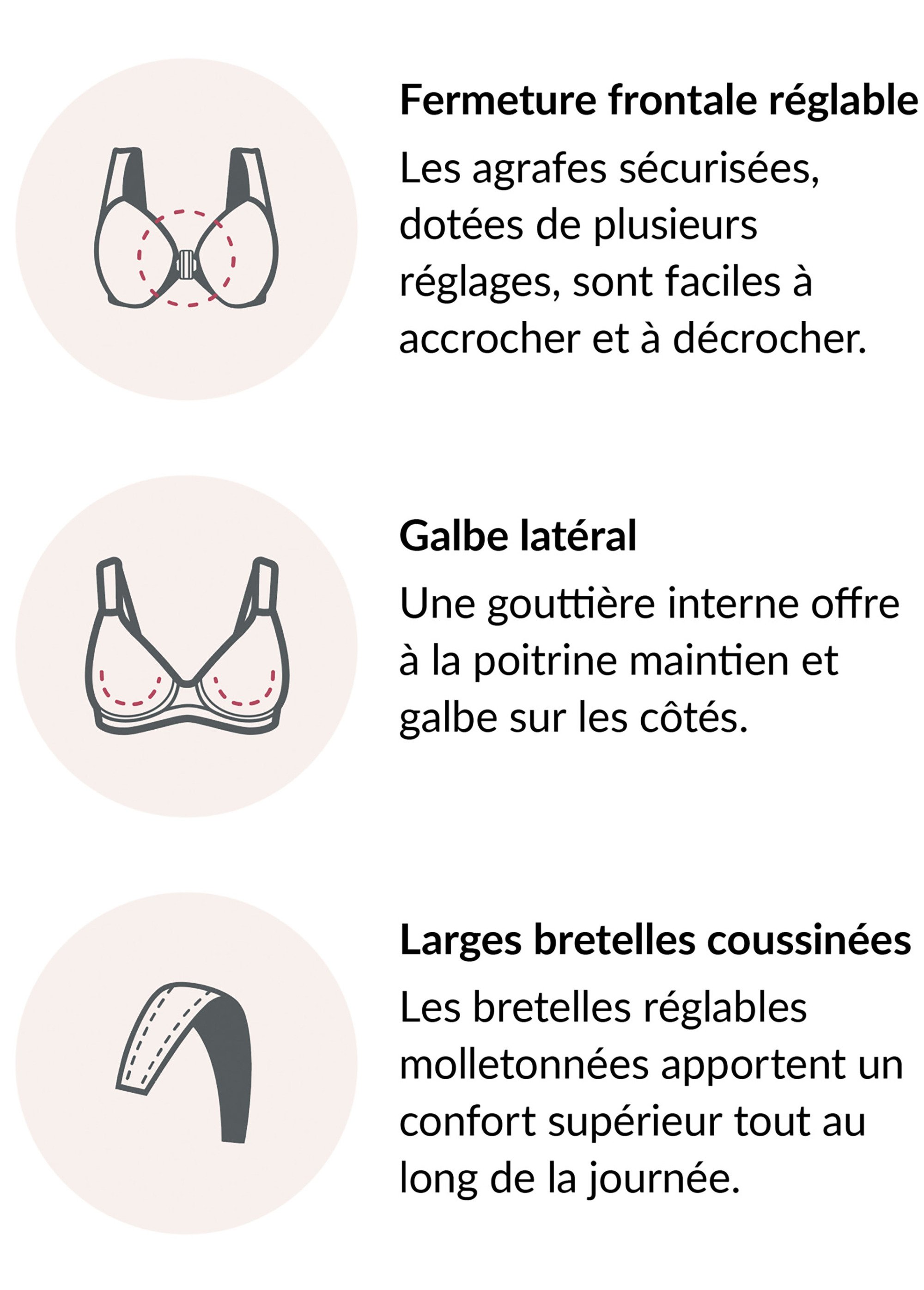 Soutien-gorge MagicLift Grandes Tailles, Galbe Naturel Sans Armatures et Fermeture Frontale n°1210 Femme Grande Taille Noir 1210 DE4