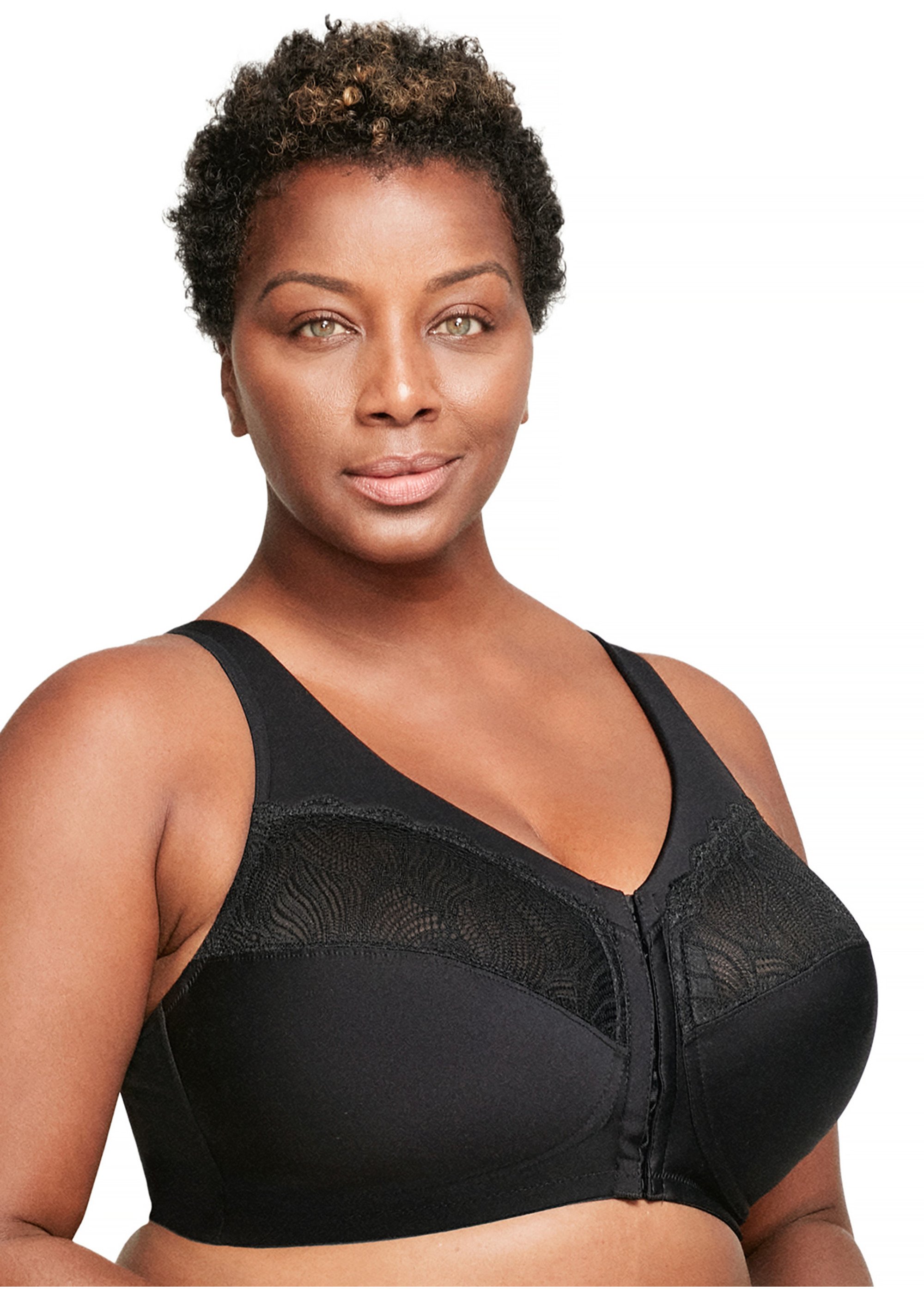 Soutien-gorge MagicLift Grandes Tailles, Galbe Naturel Sans Armatures et Fermeture Frontale n°1210 Femme Grande Taille Noir 1210 DR1