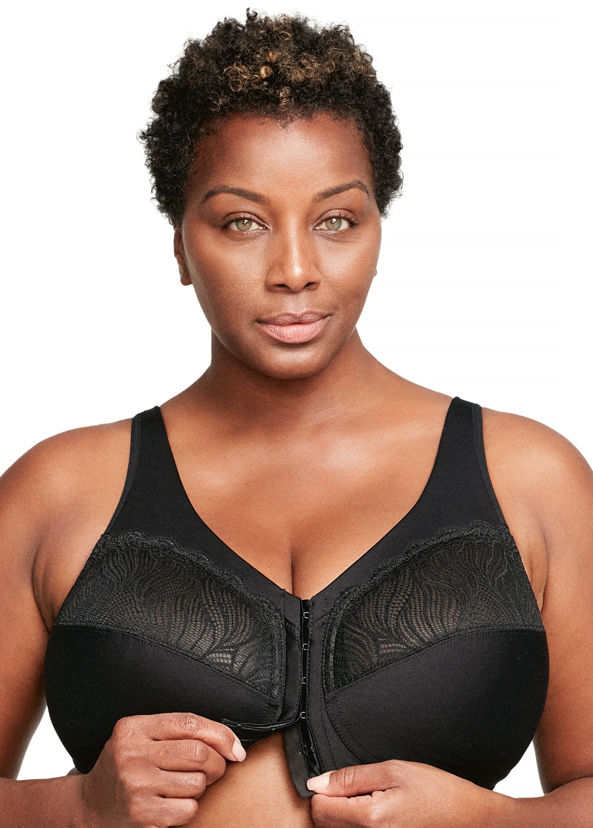 Soutien-gorge MagicLift Grandes Tailles, Galbe Naturel Sans Armatures et Fermeture Frontale n°1210 Femme Grande Taille Noir 1210 FA2