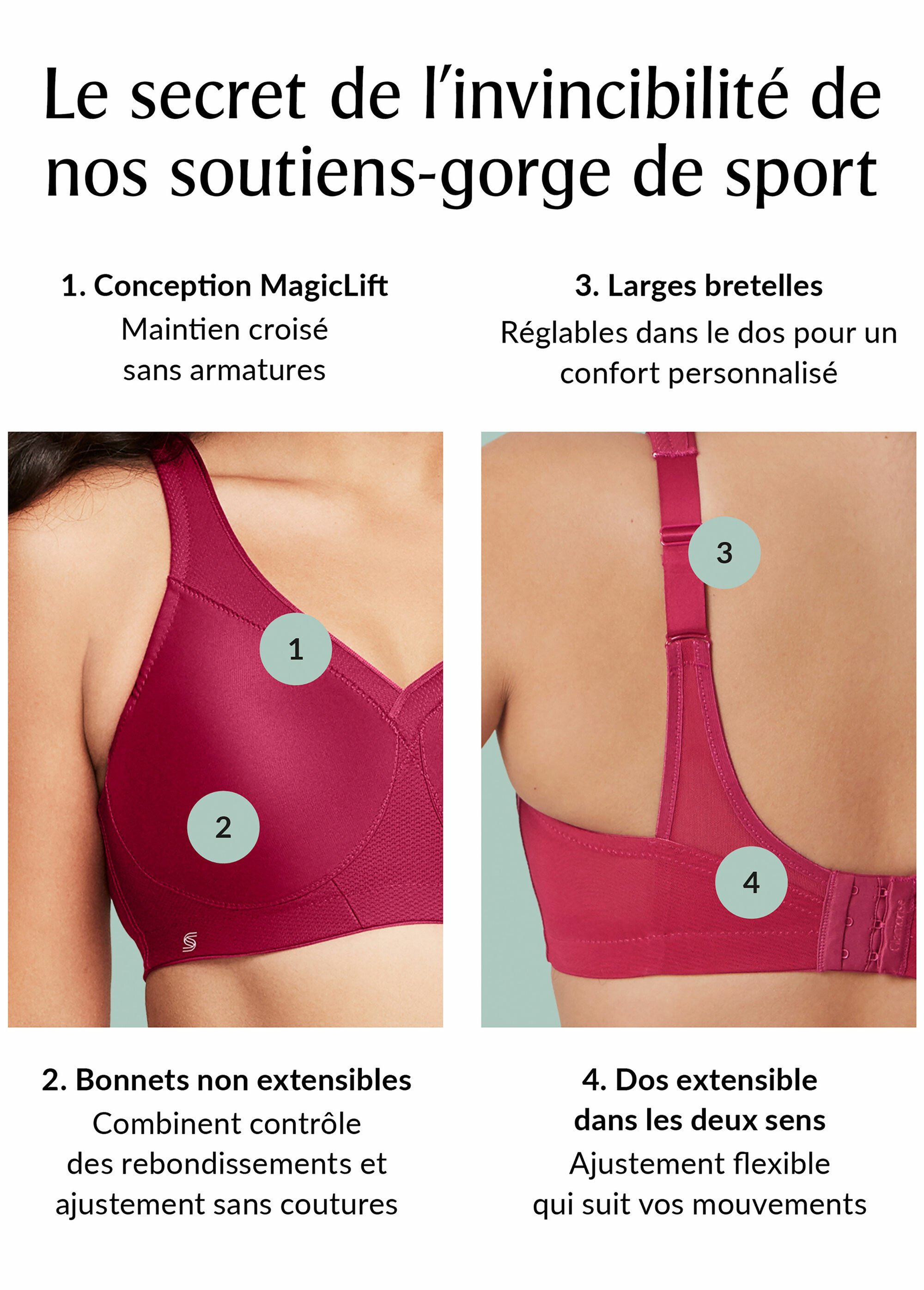 Soutien-gorge Sport MagicLift Sans Coutures et Sans Armatures Spécial Grandes Tailles n°1006 Femme Grande Taille GRIS CHARBON 1006 DE2