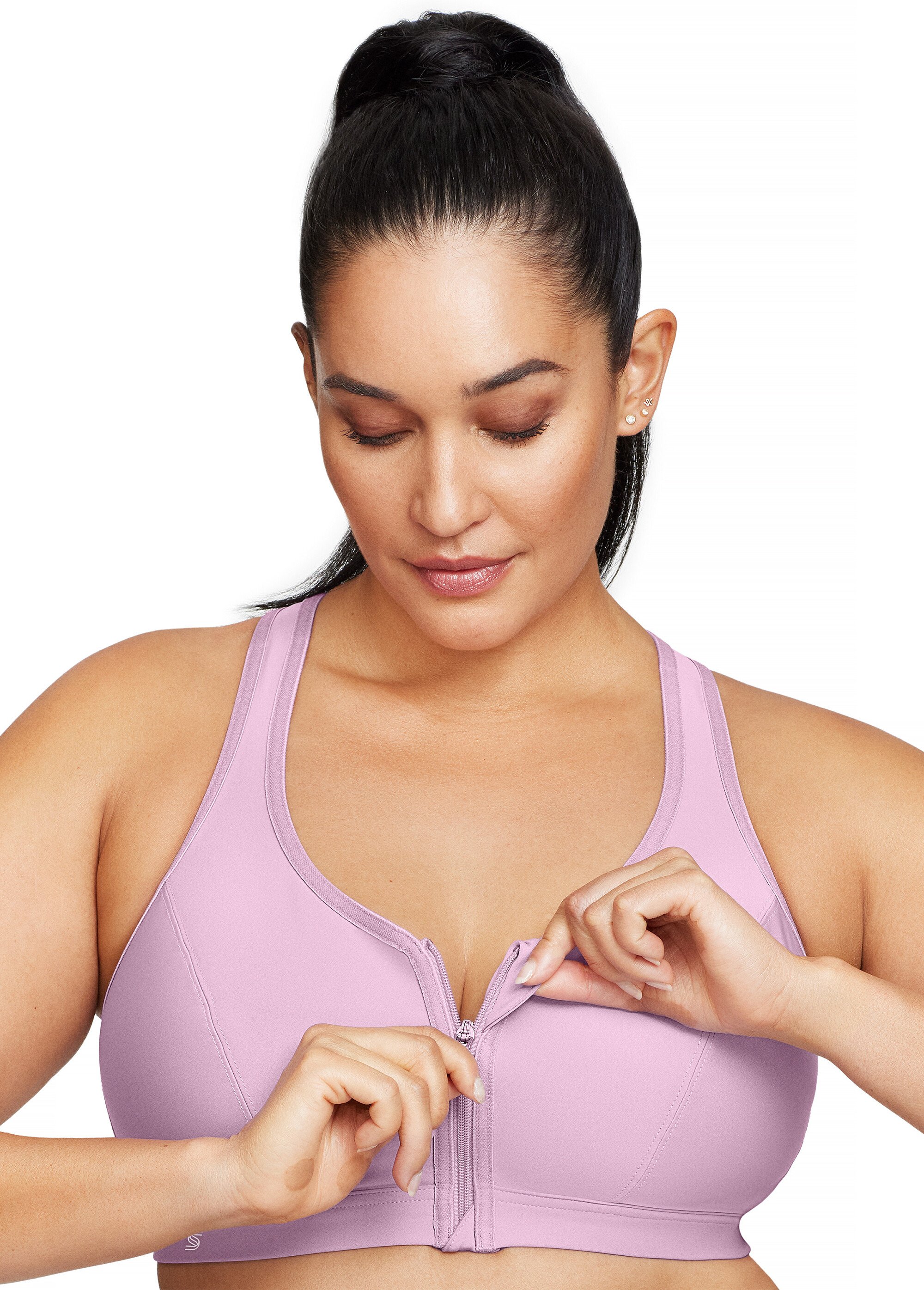 Soutien-gorge Sport Fermeture Éclair Frontale, sans Armatures, Spécial Grandes Tailles n°9266 Femme Grande Taille Violet 9266 FA3