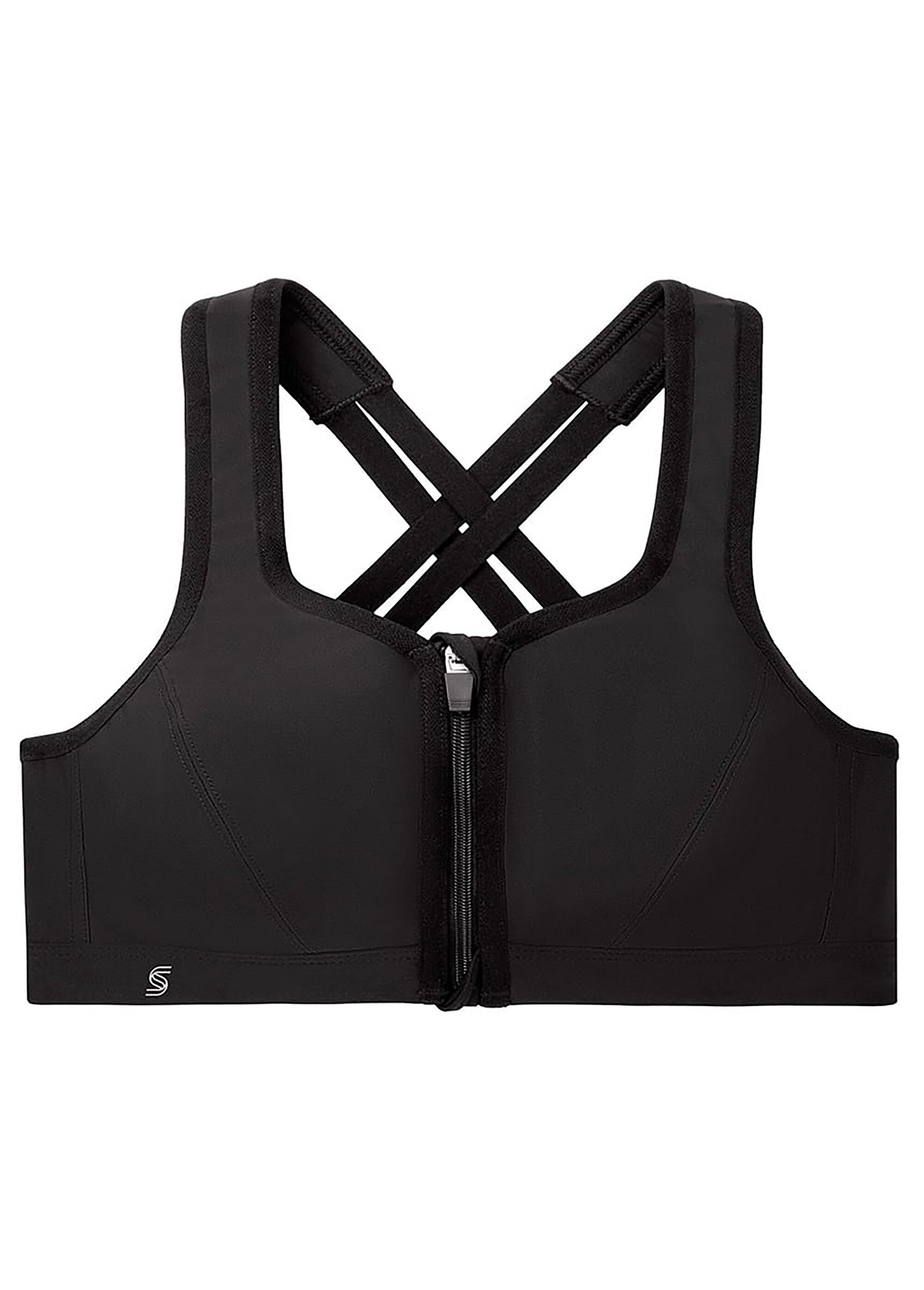 Soutien-gorge Sport Fermeture Éclair Frontale, sans Armatures, Spécial Grandes Tailles n°9266 Femme Grande Taille Noir 9266 FA3