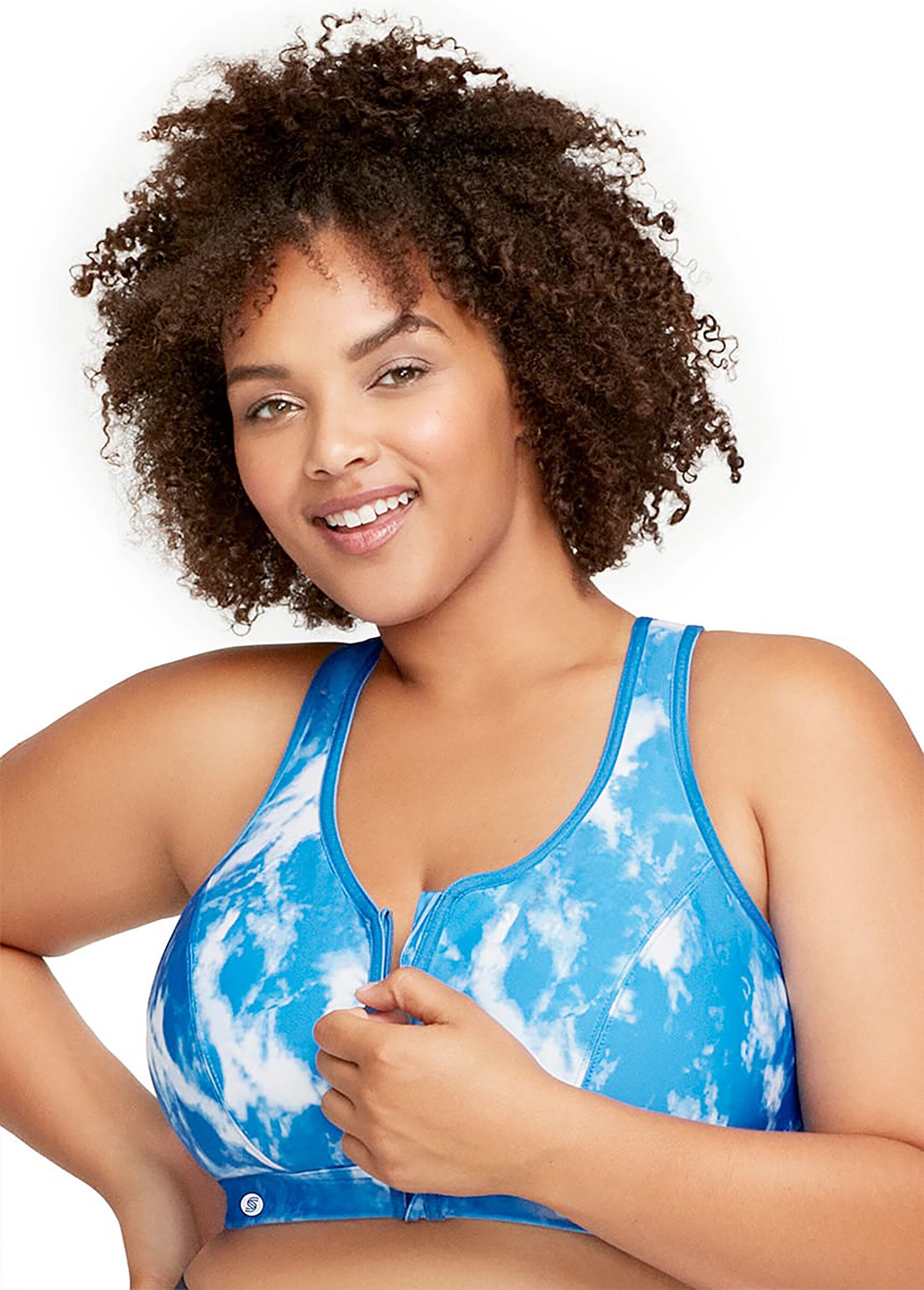 Soutien-gorge Sport Fermeture Éclair Frontale, sans Armatures, Spécial Grandes Tailles n°9266 Femme Grande Taille Bleu 9266 FA3