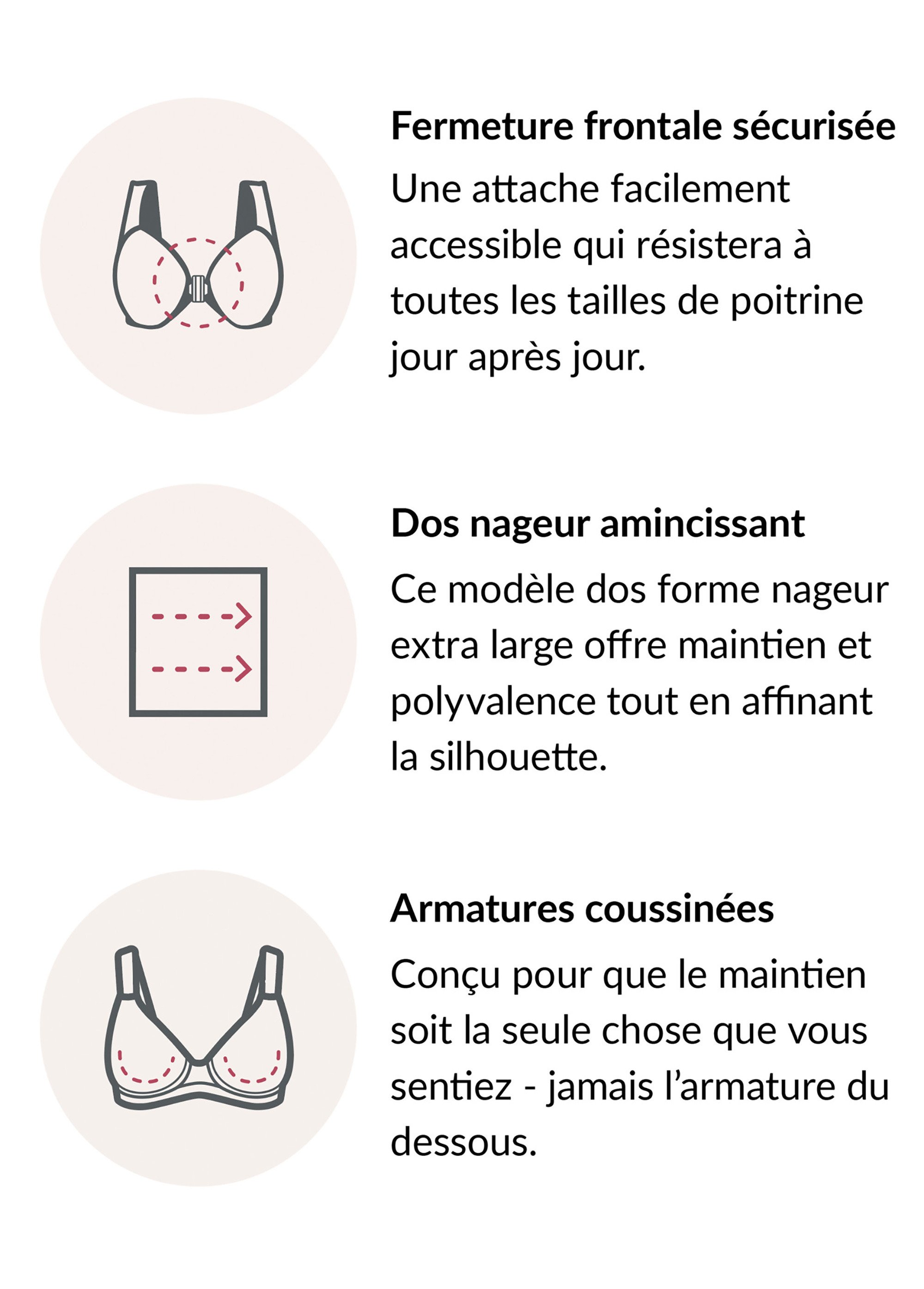 Soutien-gorge WonderWire Grandes Tailles Effet Amincissant, à Armatures et Fermeture Frontale n°1247 Femme Grande Taille Noir 1247 DE5