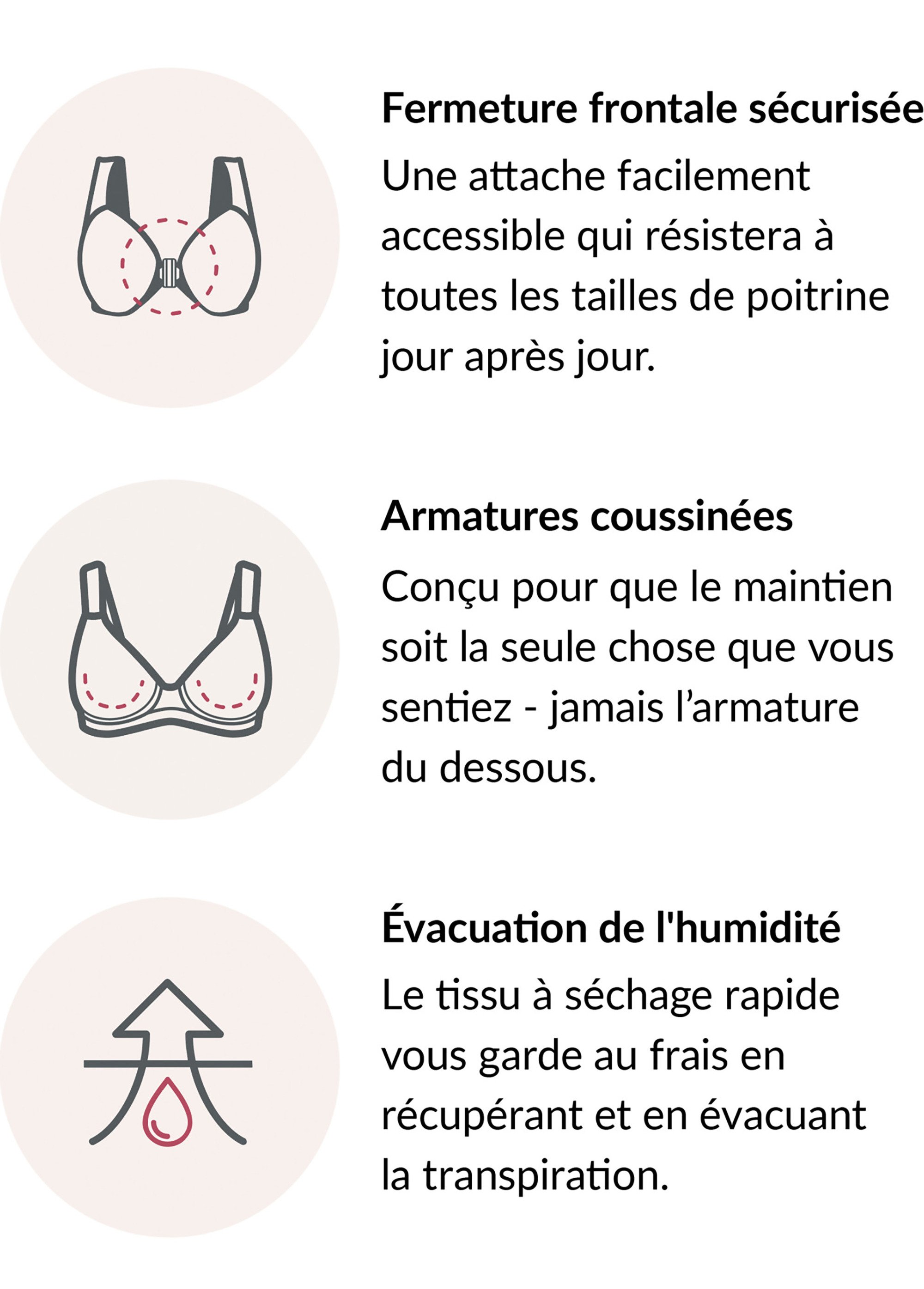 Soutien-gorge WonderWire à Armatures et Fermeture Frontale, Spécial Grandes Tailles n°1245 Femme Grande Taille Noir 1245 DE4