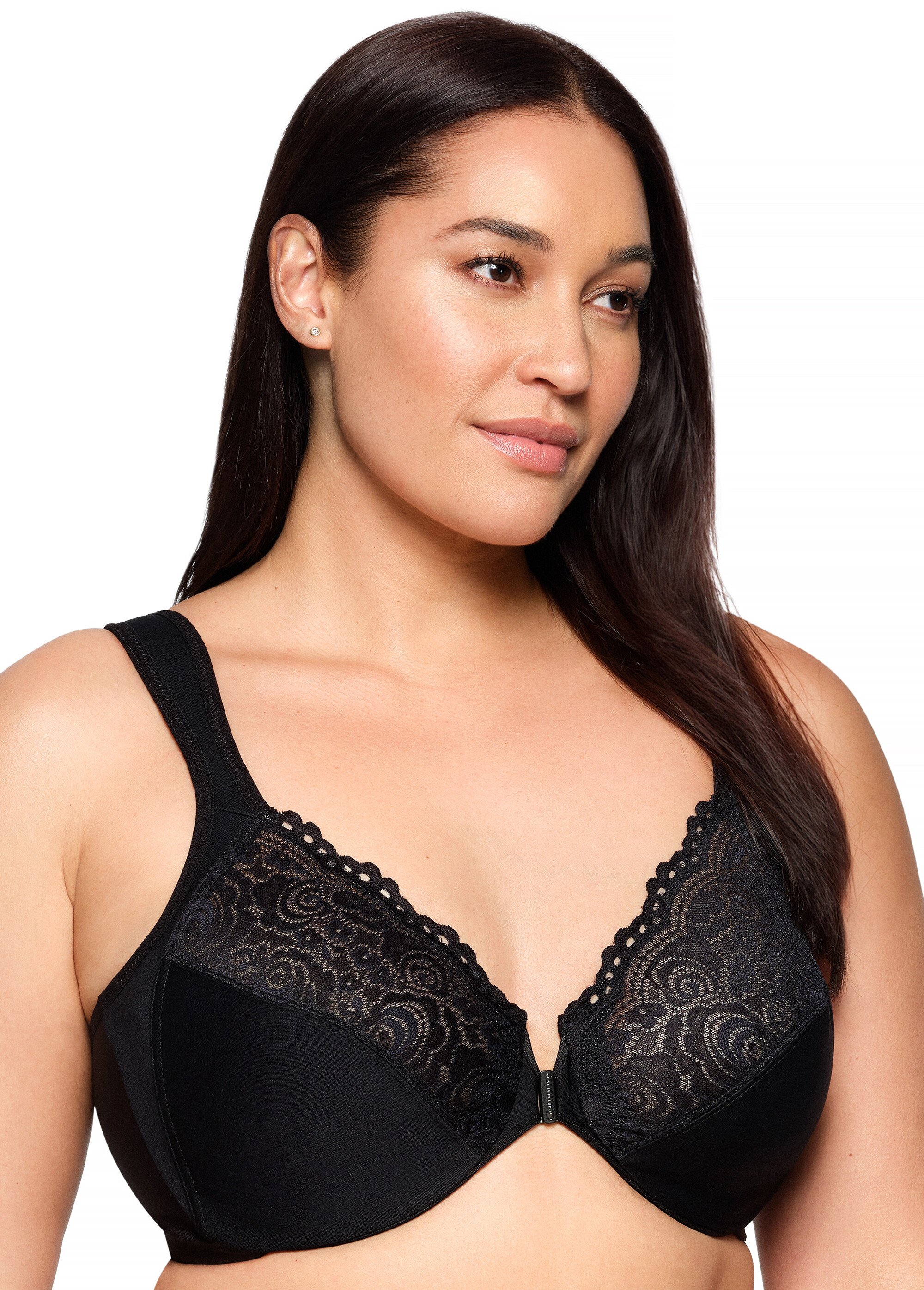 Soutien-gorge WonderWire à Armatures et Fermeture Frontale, Spécial Grandes Tailles n°1245 Femme Grande Taille Noir 1245 DR1