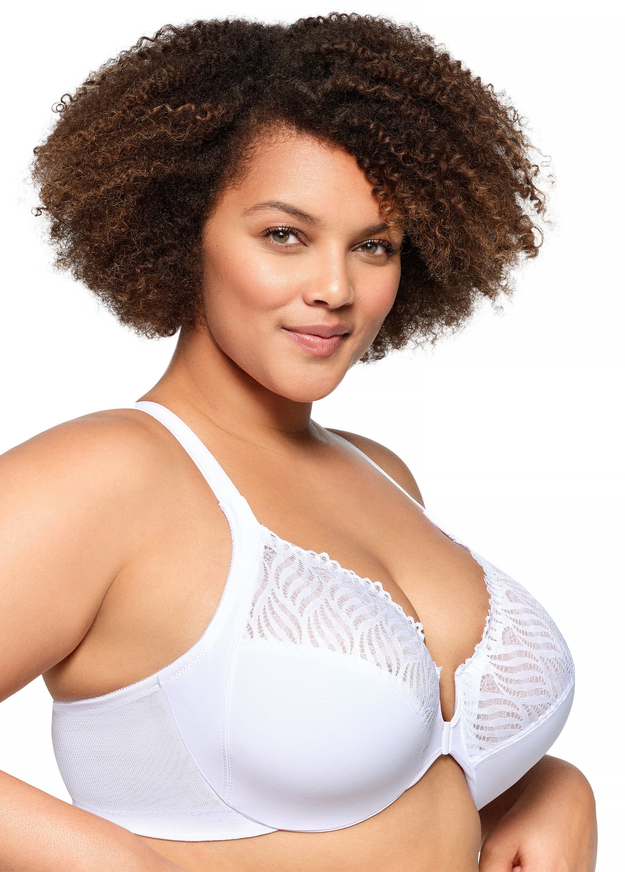 Soutien-gorge WonderWire Grandes Tailles à Armatures, Dos Nageur et Fermeture Frontale n°1246 Femme Grande Taille Blanc 1246 DR1