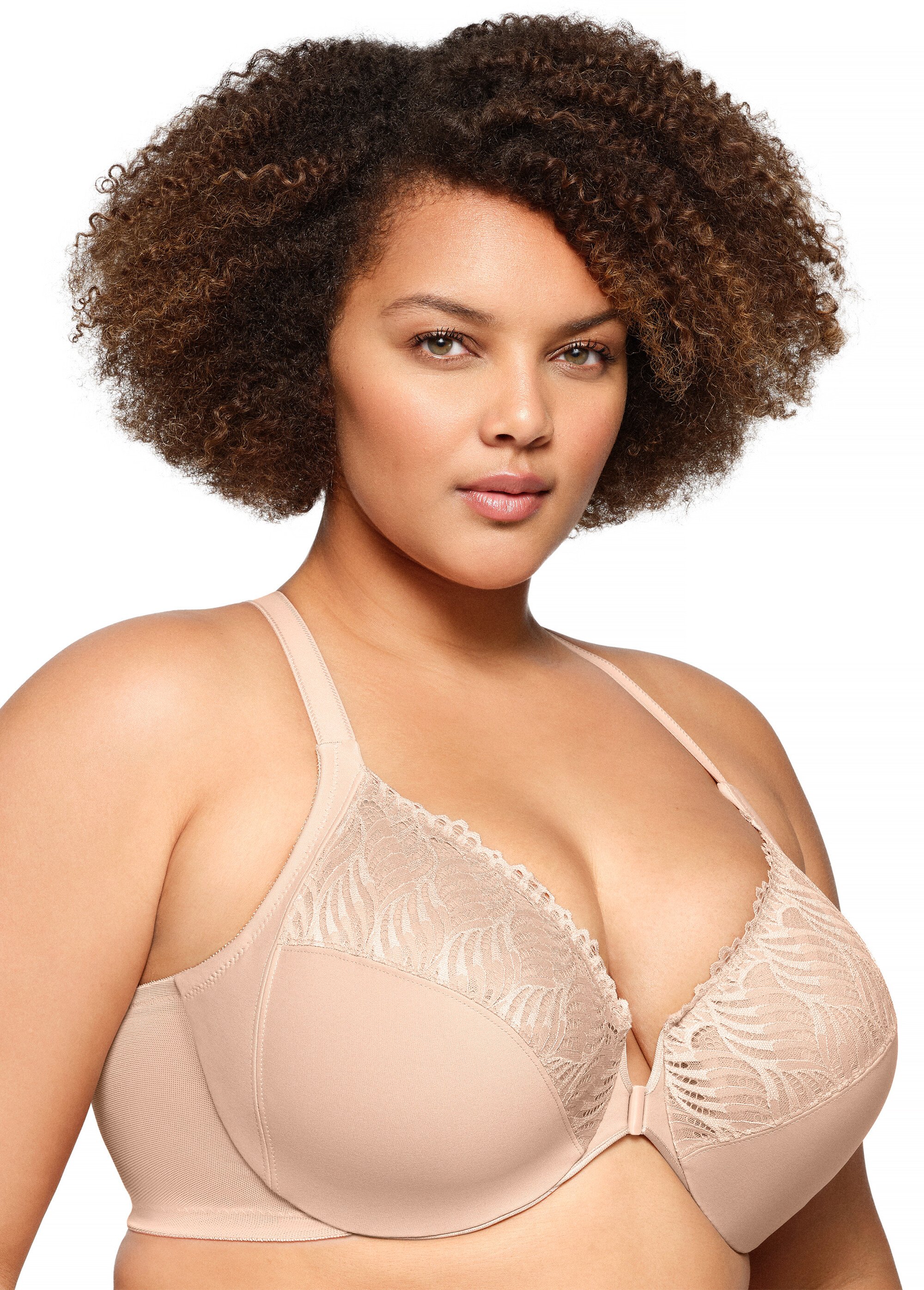 Soutien-gorge WonderWire Grandes Tailles à Armatures, Dos Nageur et Fermeture Frontale n°1246 Femme Grande Taille Beige 1246 DR1