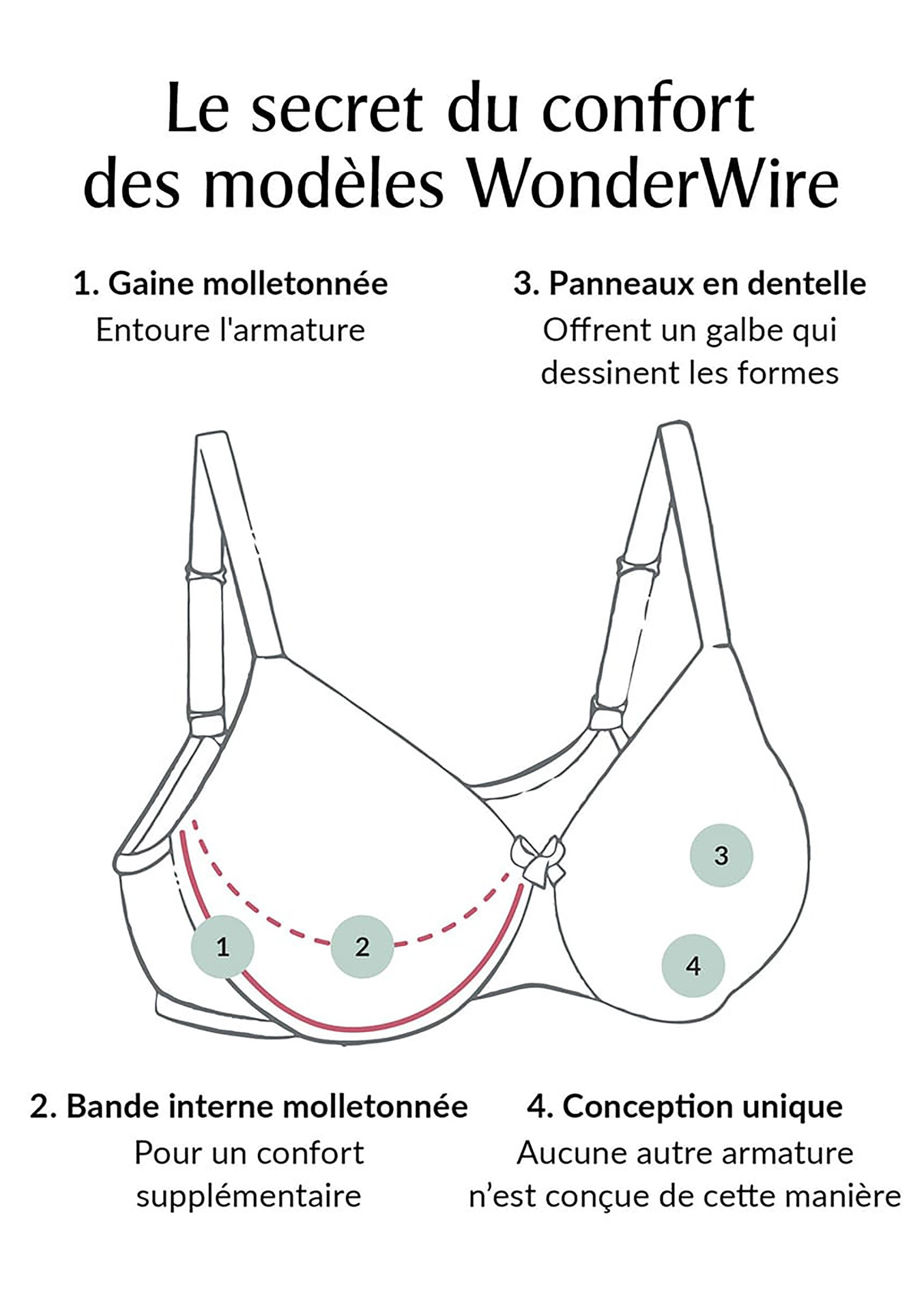Soutien-gorge WonderWire Dentelle Grand Confort à Armatures, Spécial Grandes Tailles n°9855 Femme Grande Taille Marron 9855 DE1