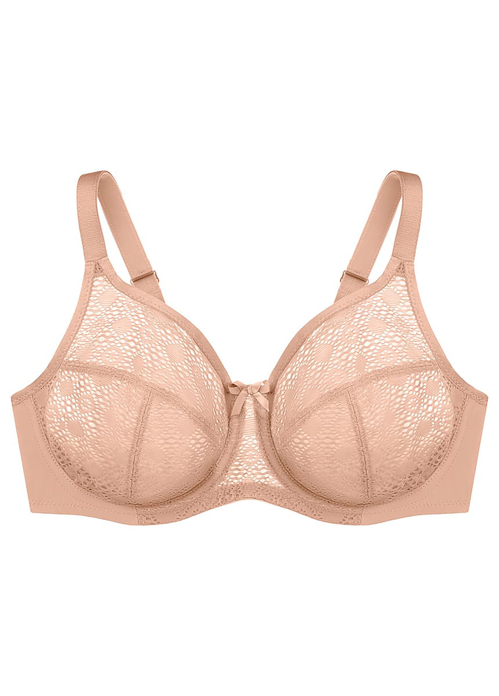 Soutien-gorge WonderWire Dentelle Grand Confort à Armatures, Spécial Grandes Tailles n°9855 Femme Grande Taille Marron 9855 FA2