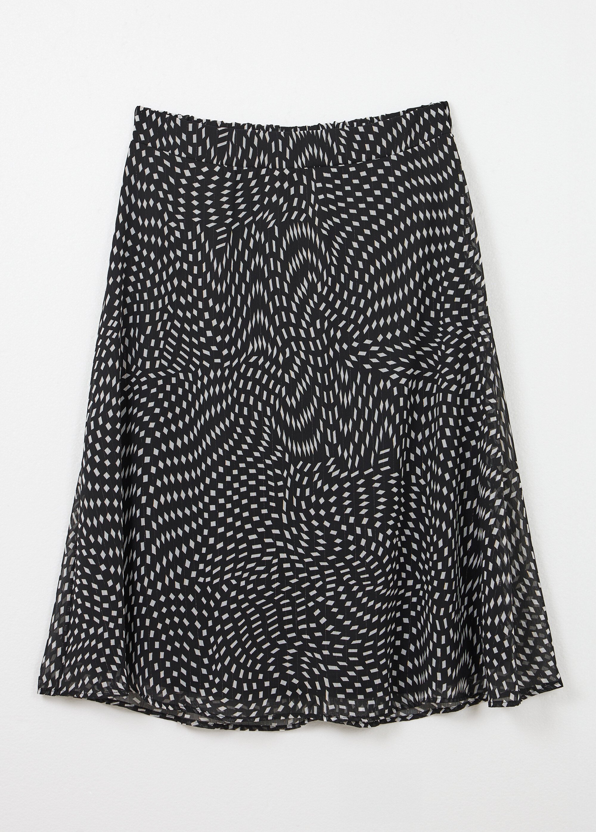 Jupe longue évasée en voile graphique Femme Noir LISA AP1