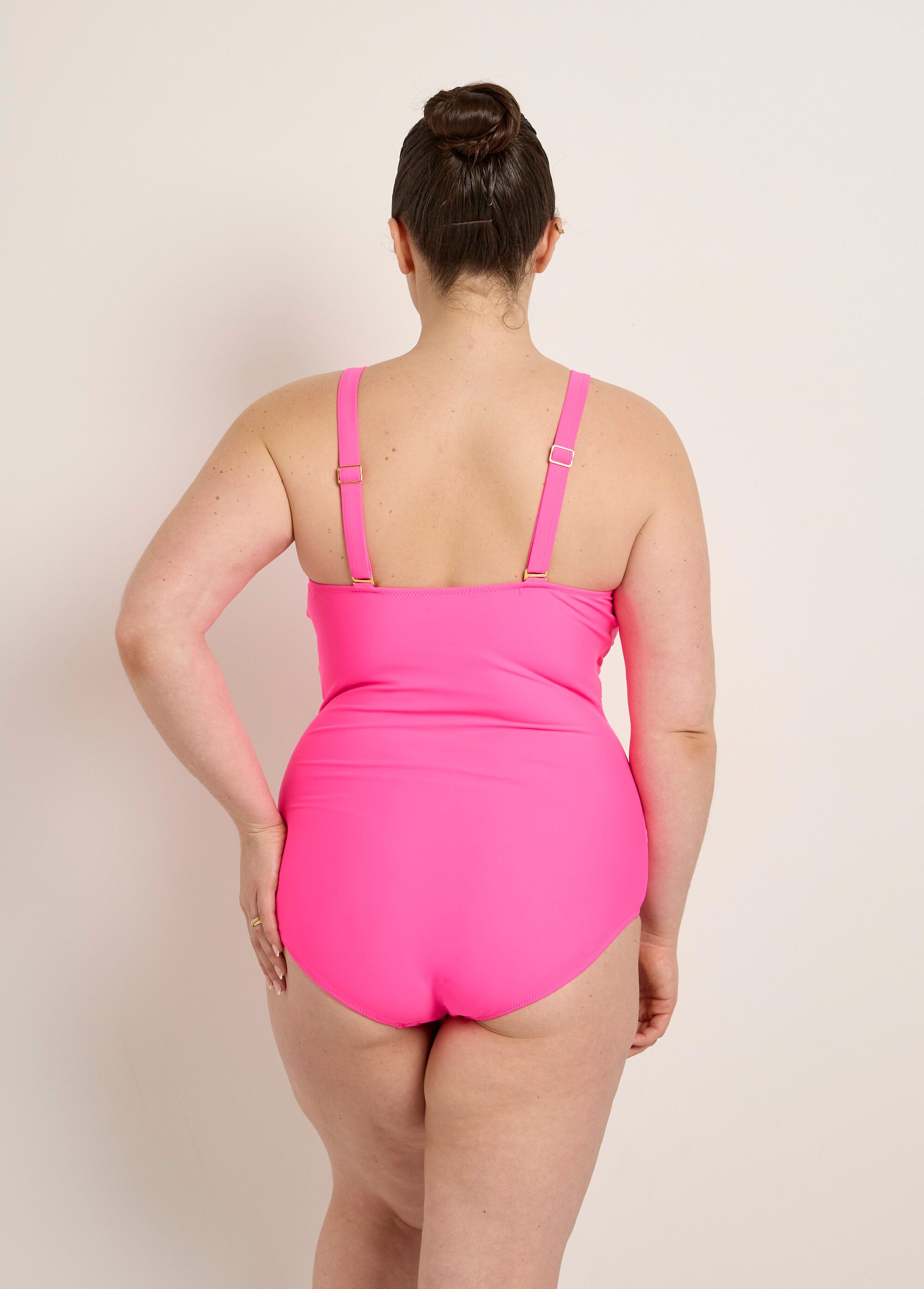 Maillot de bain 1 pièce, décolleté drapé Rose