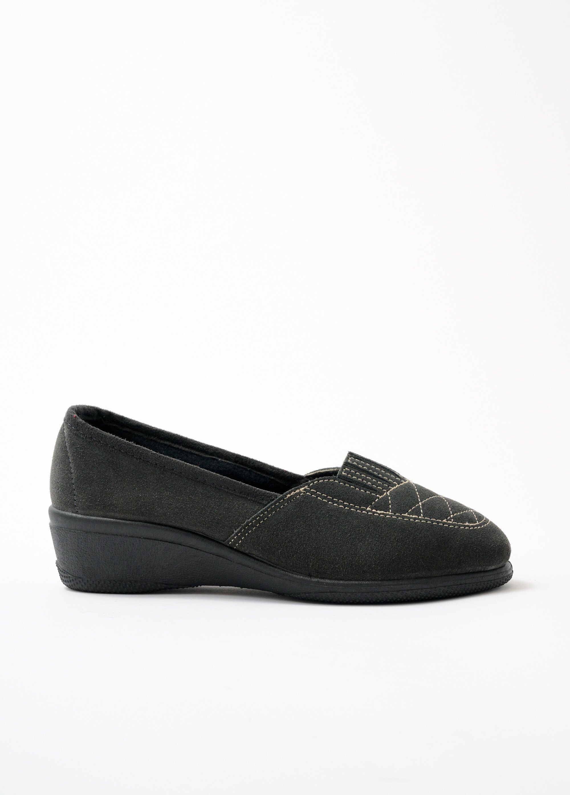 Mocassins grande largeur élastiqué cuir Femme Gris OLVAN DR1