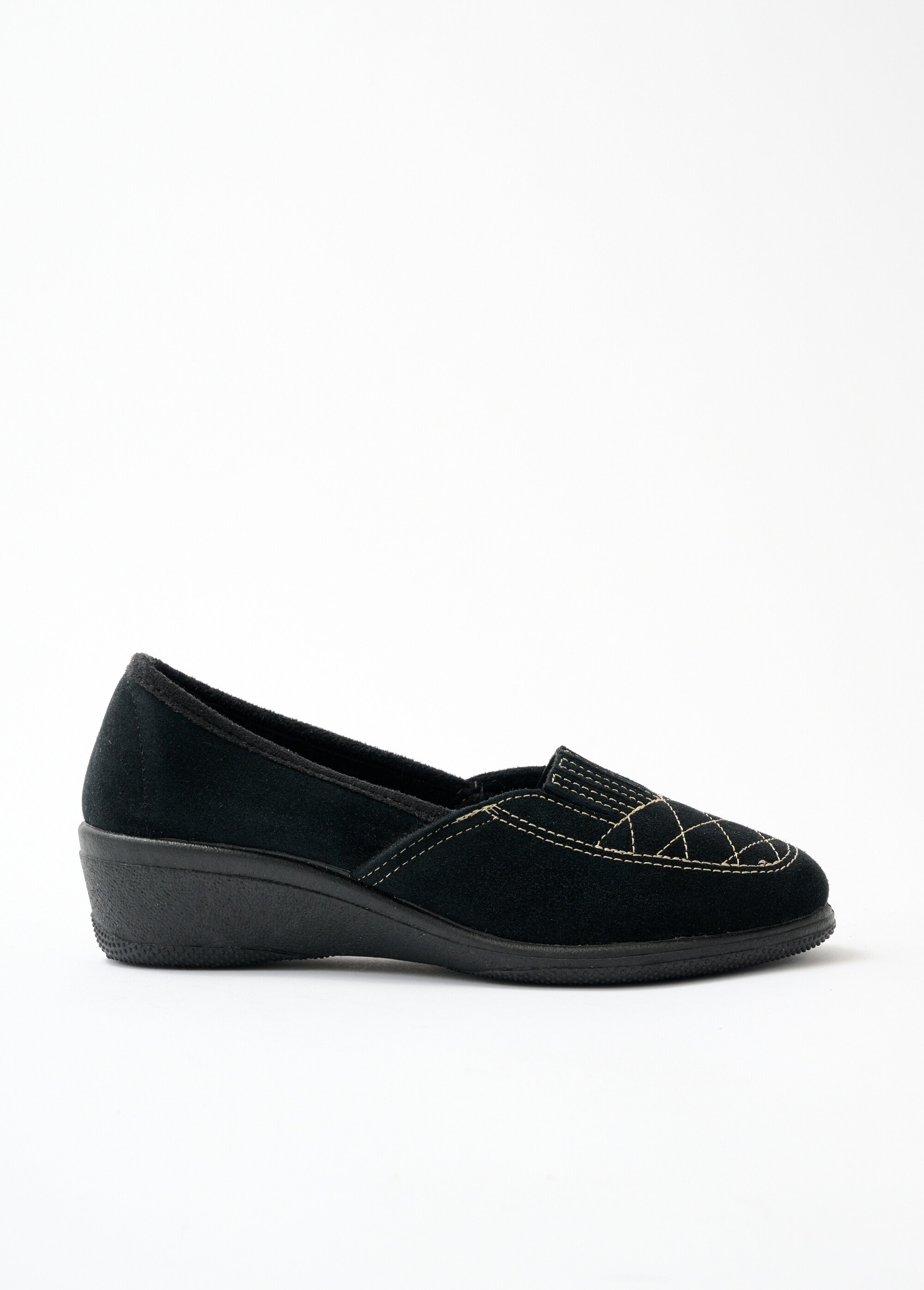 Mocassins grande largeur élastiqué cuir Femme Noir OLVAN DR1