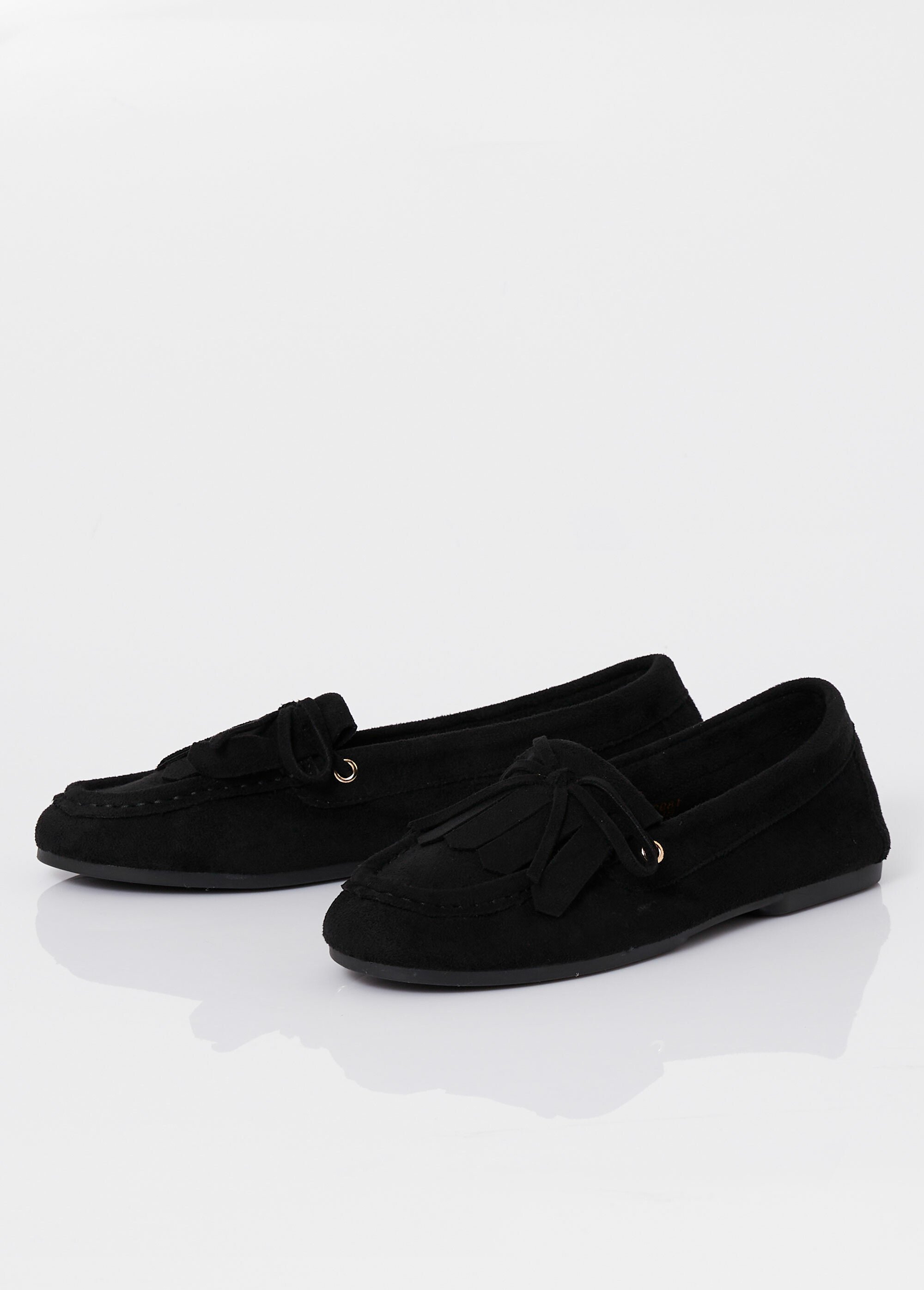 Mocassins semelle plate, dessus franges