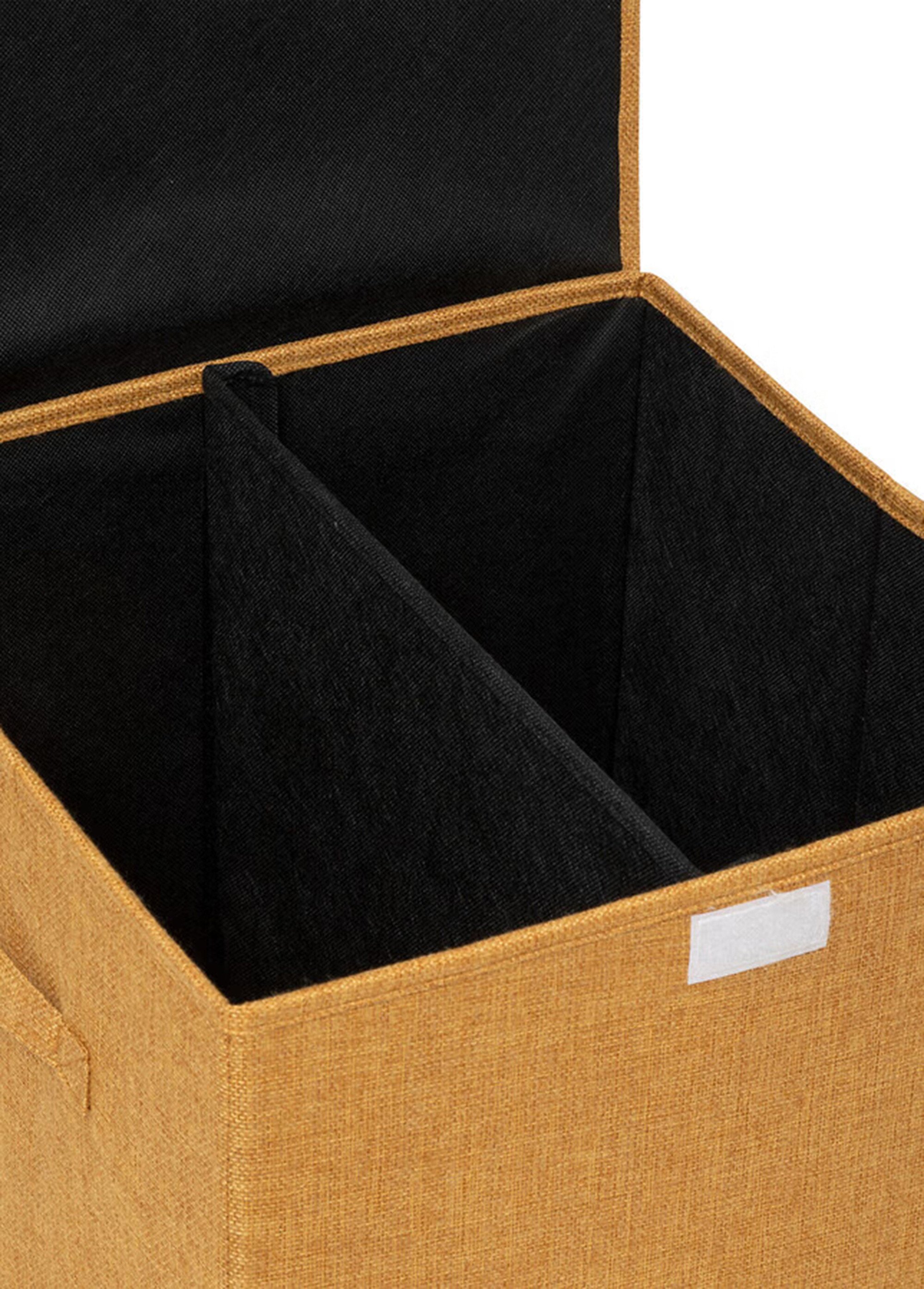 Panier à linge en tissu, 2 compartiments Jaune JJA-206923K DE2