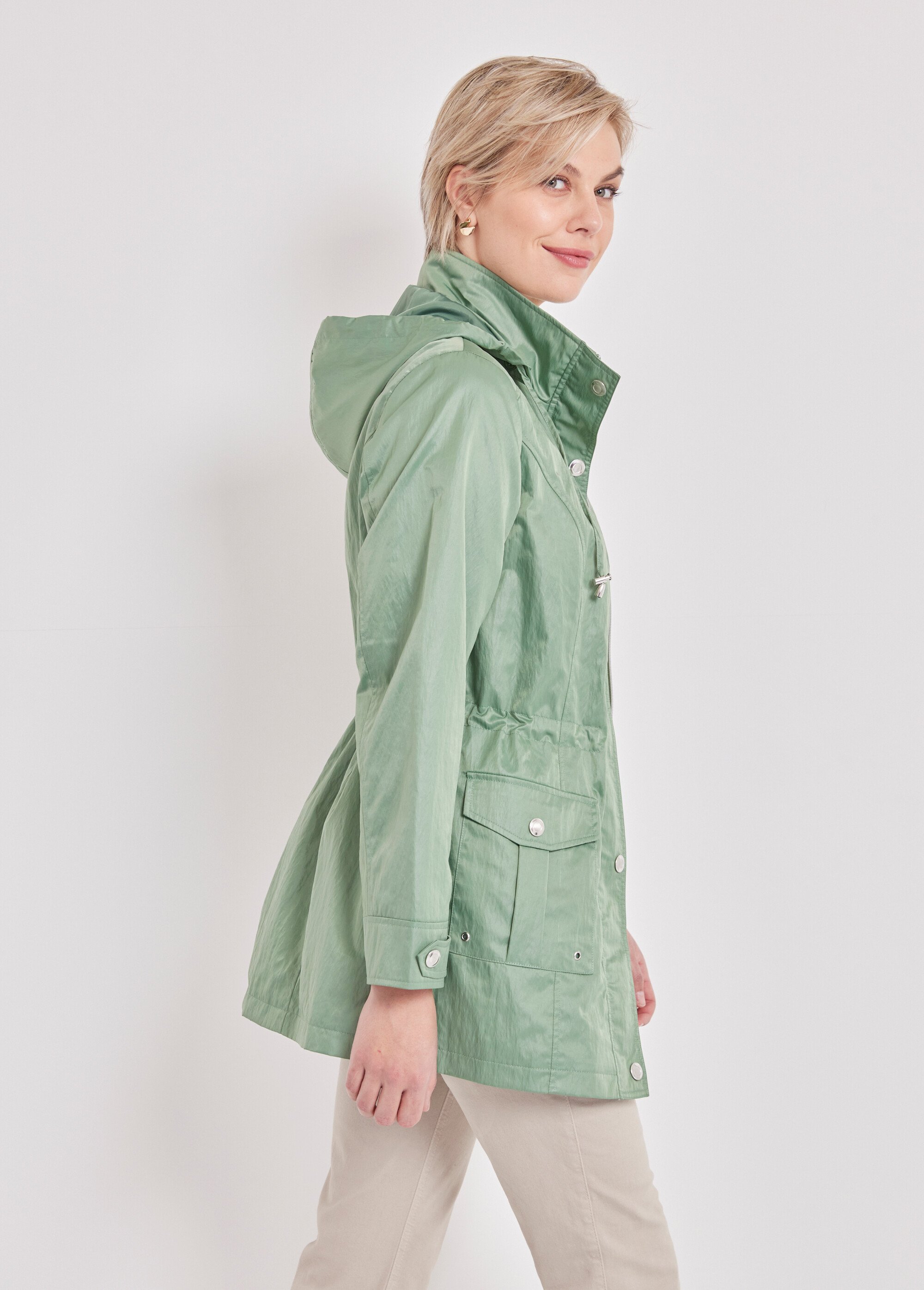 Parka zippée pressionnée Femme Vert TYPHA DR1