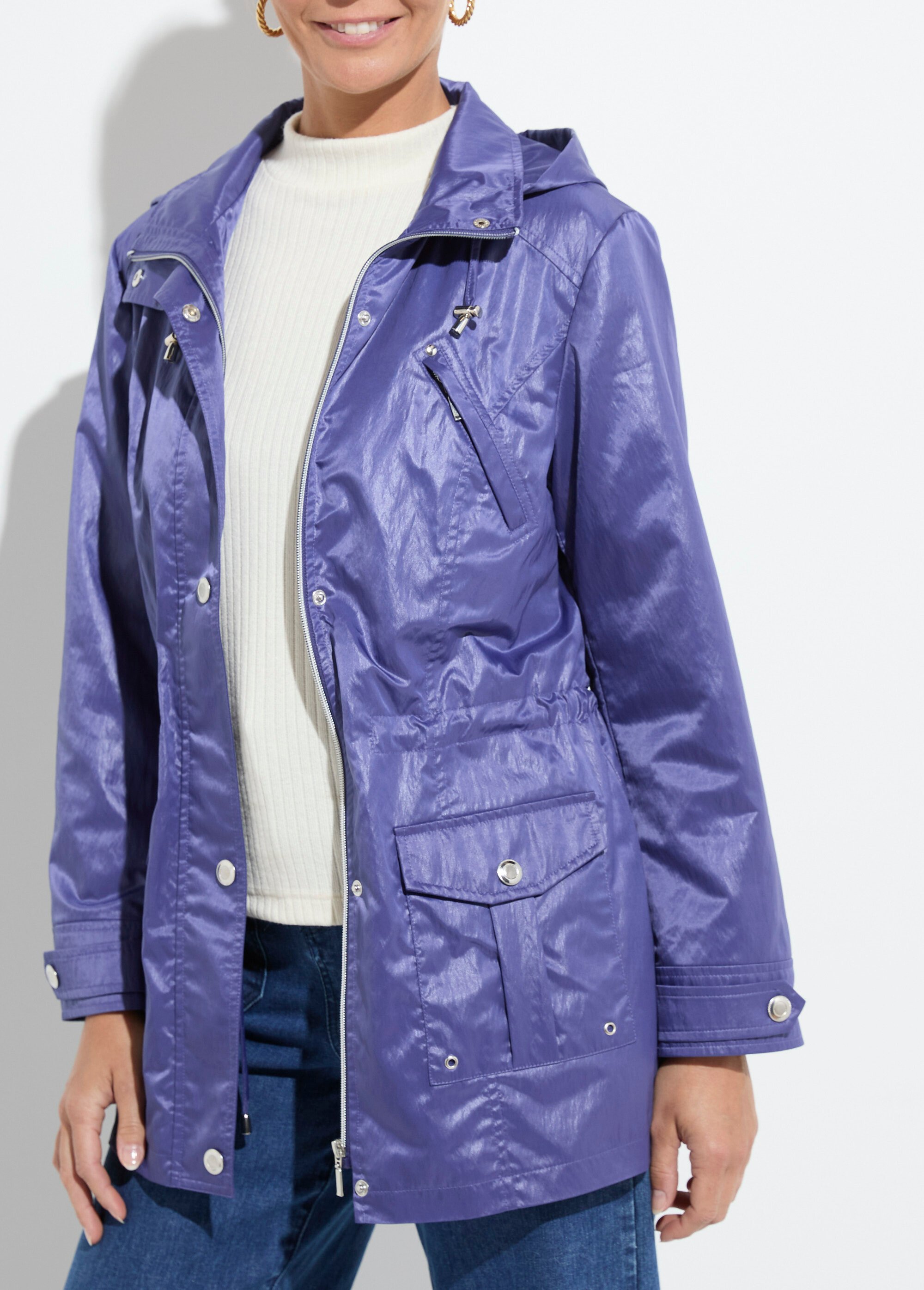 Parka zippée pressionnée Femme Bleu TYPHA DE1