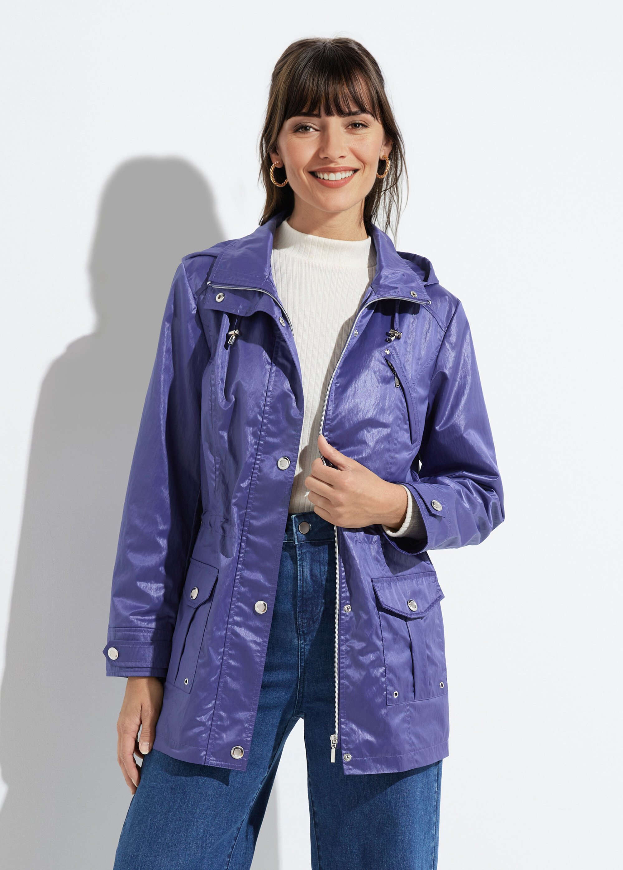 Parka zippée pressionnée Femme Bleu TYPHA FA1