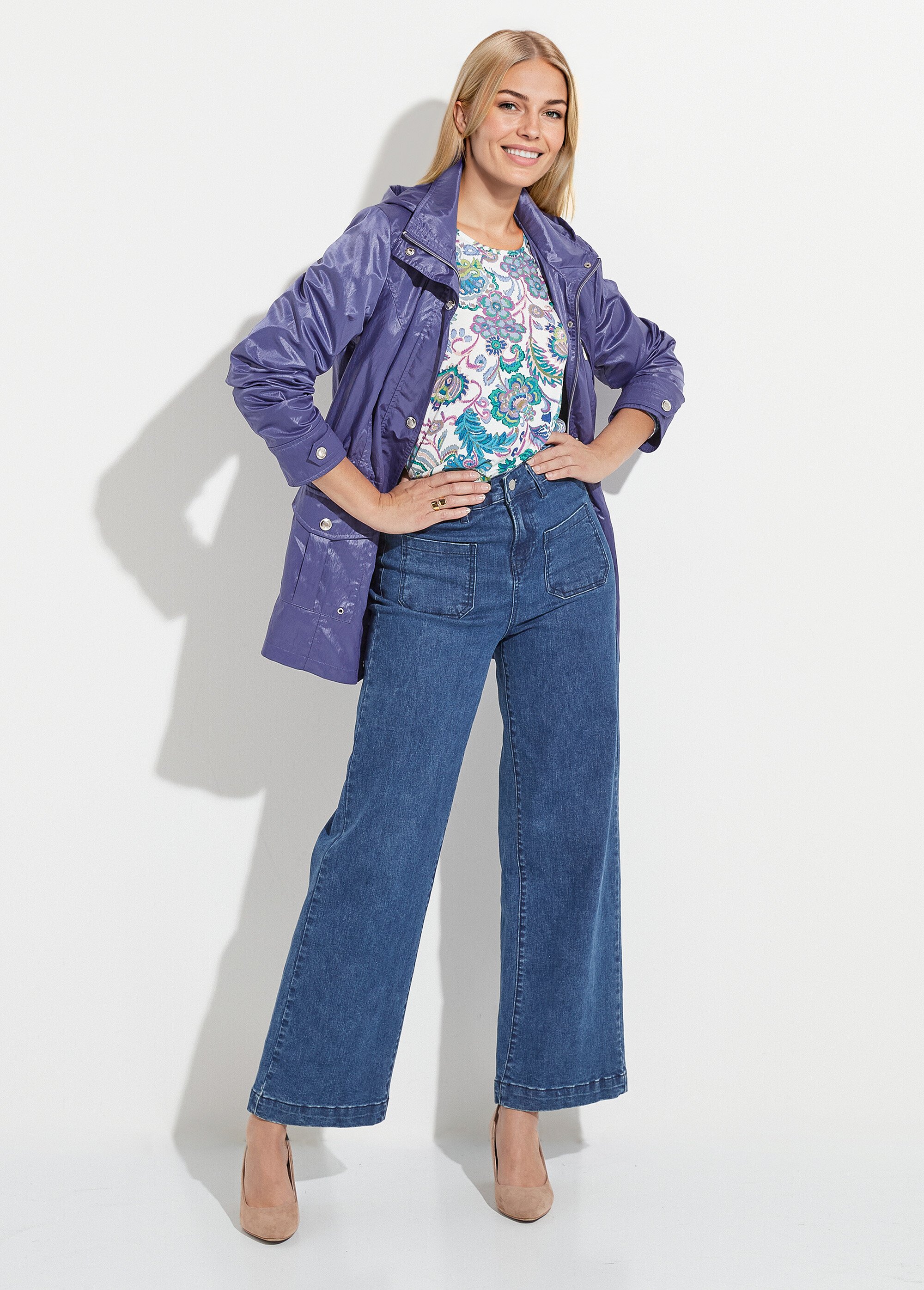 Parka zippée pressionnée Femme Bleu TYPHA SI1