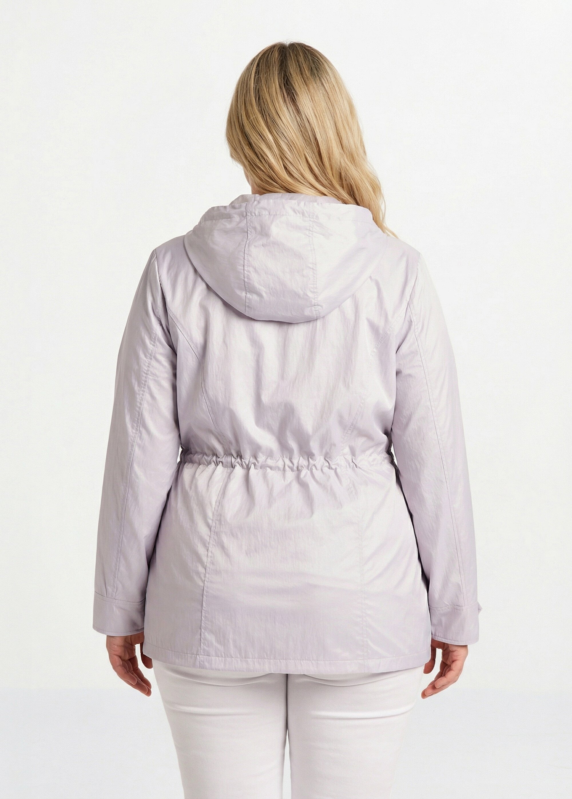 Parka zippée pressionnée, effet satiné