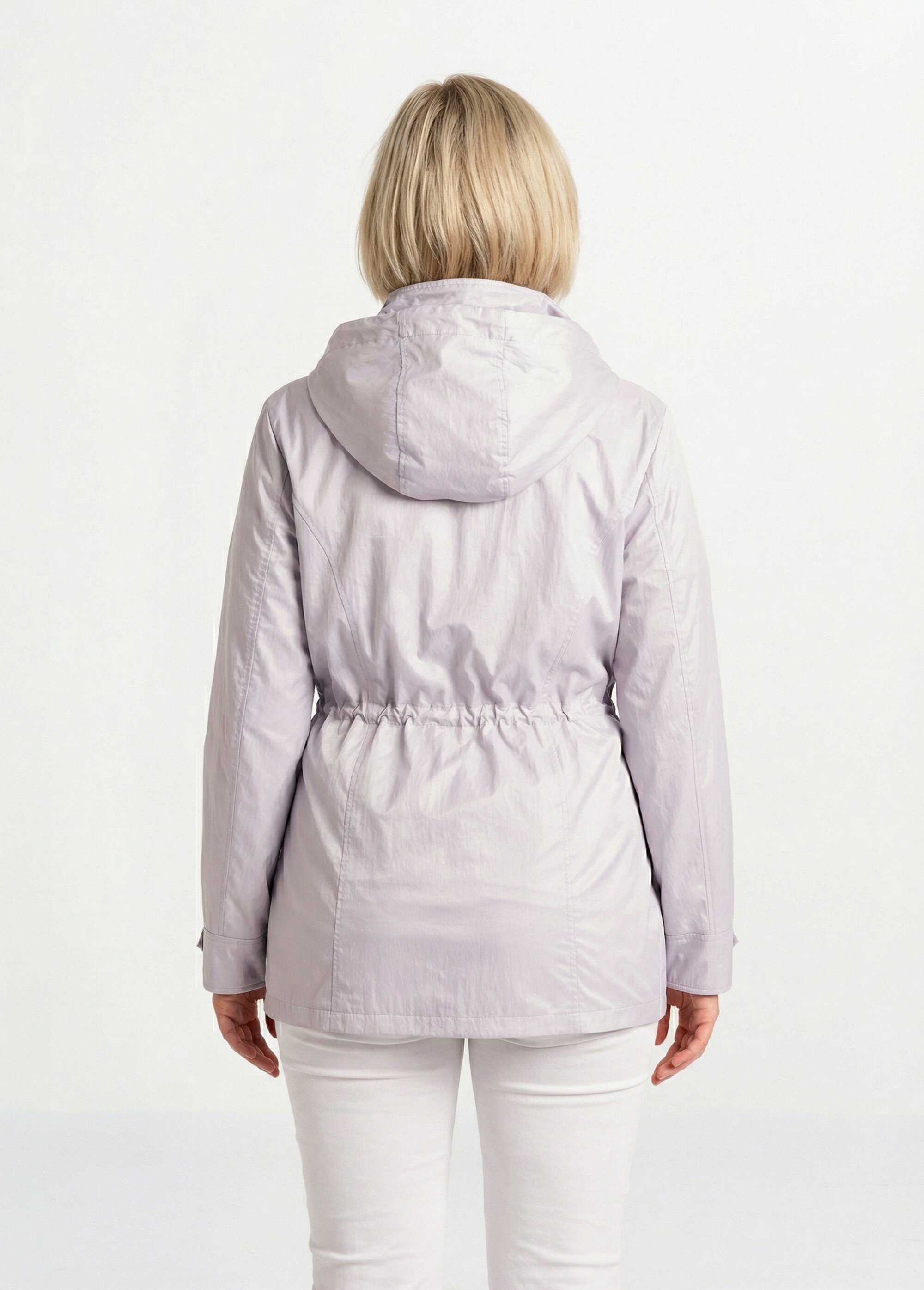 Parka zippée pressionnée, effet satiné