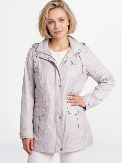 Parka zippée pressionnée, effet satiné Femme Gris TYPHA MV1