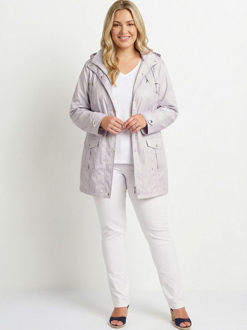 Parka zippée pressionnée, effet satiné Femme Grande Taille Gris TYPHA SI1