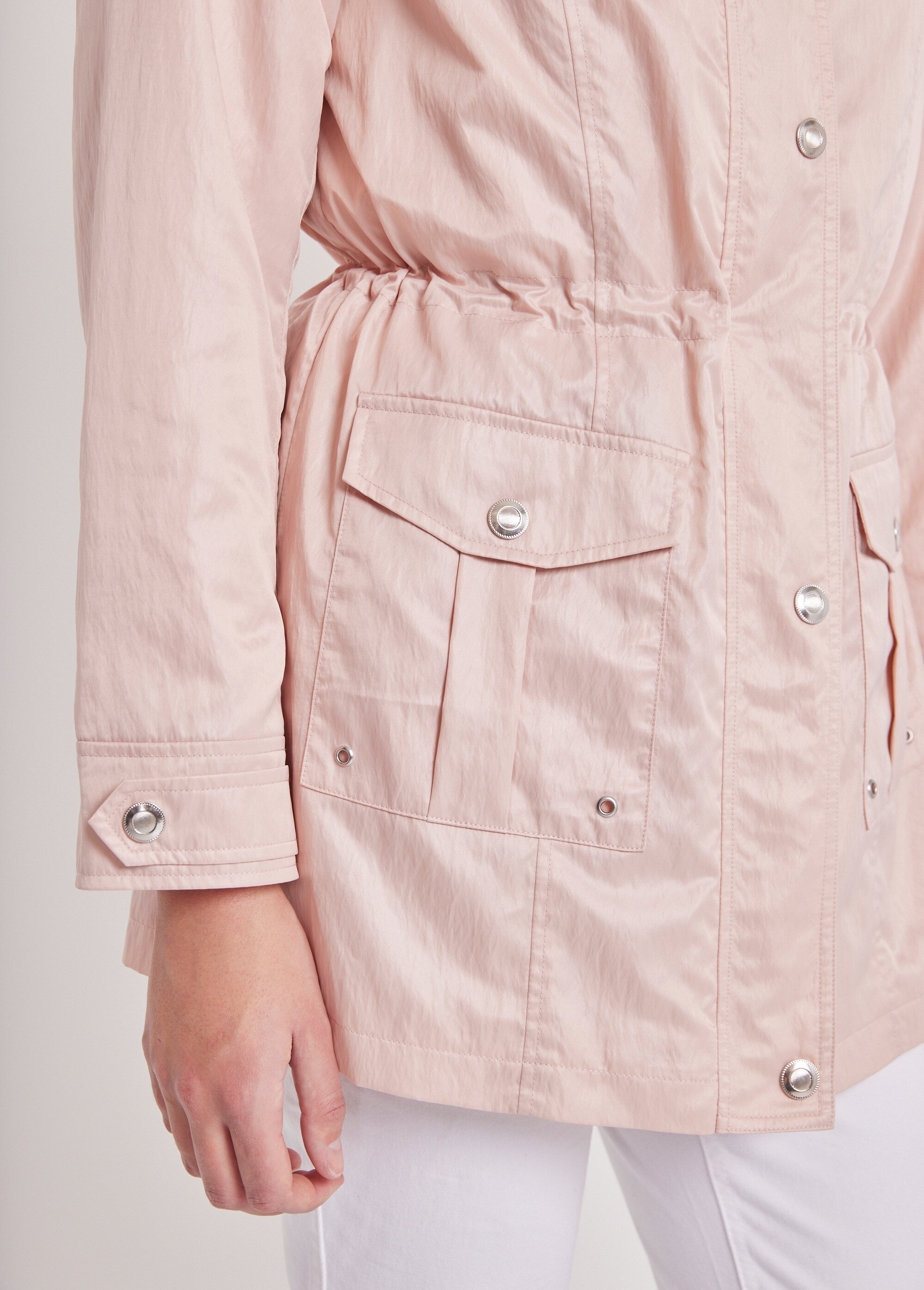 Parka zippée pressionnée, effet satiné Femme Rose TYPHA DE1
