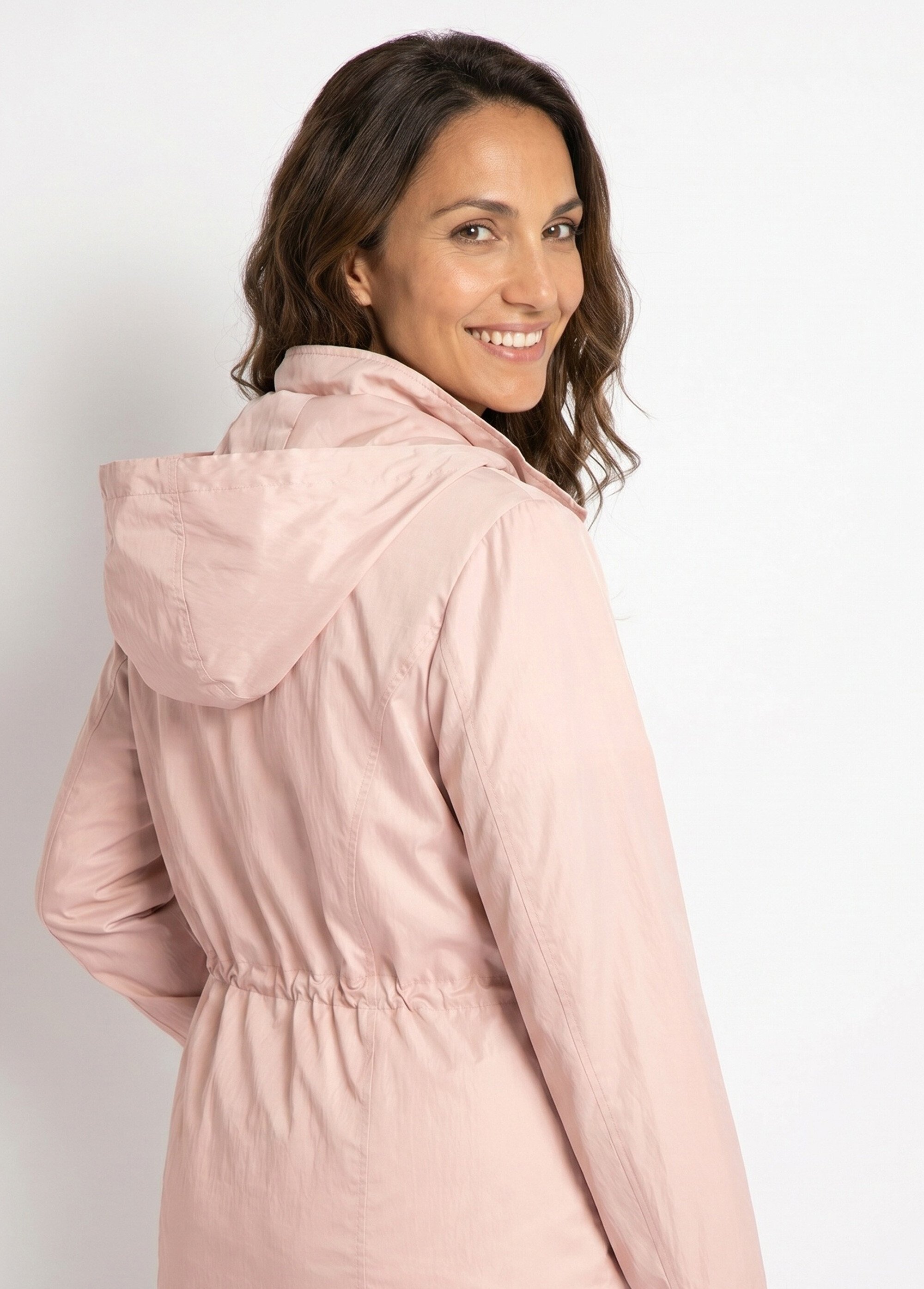 Parka zippée pressionnée, effet satiné Femme Rose TYPHA DE2