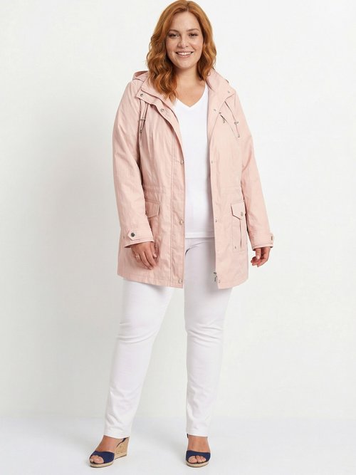 Parka zippée pressionnée, effet satiné Femme Grande Taille Rose TYPHA SI1