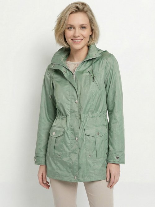Parka zippée pressionnée, effet satiné Femme Vert TYPHA FA1