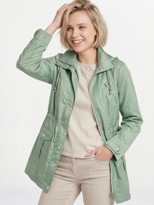 Parka zippée pressionnée, effet satiné Femme Vert TYPHA MV1